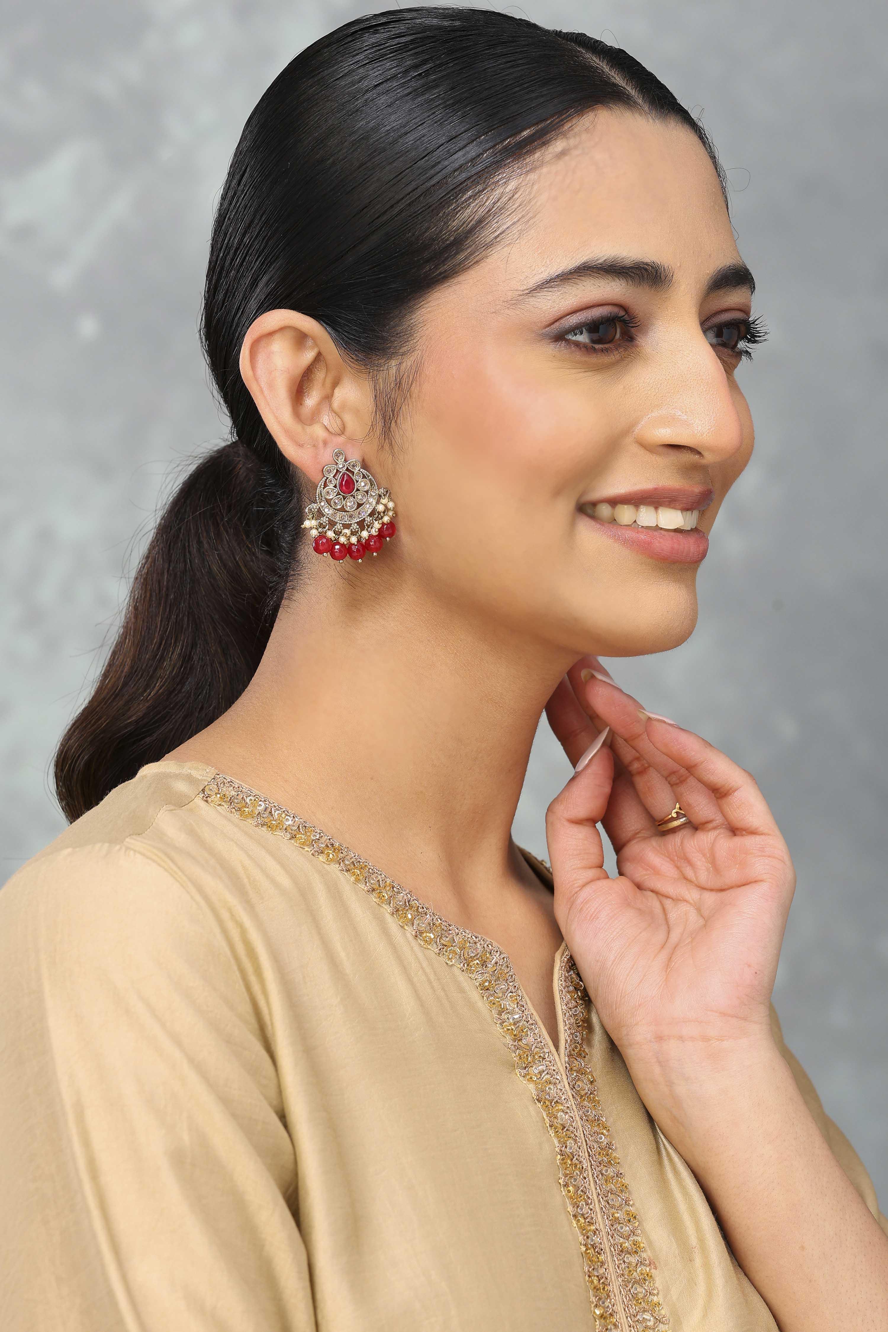Red Brass Drop & danglers image number 3