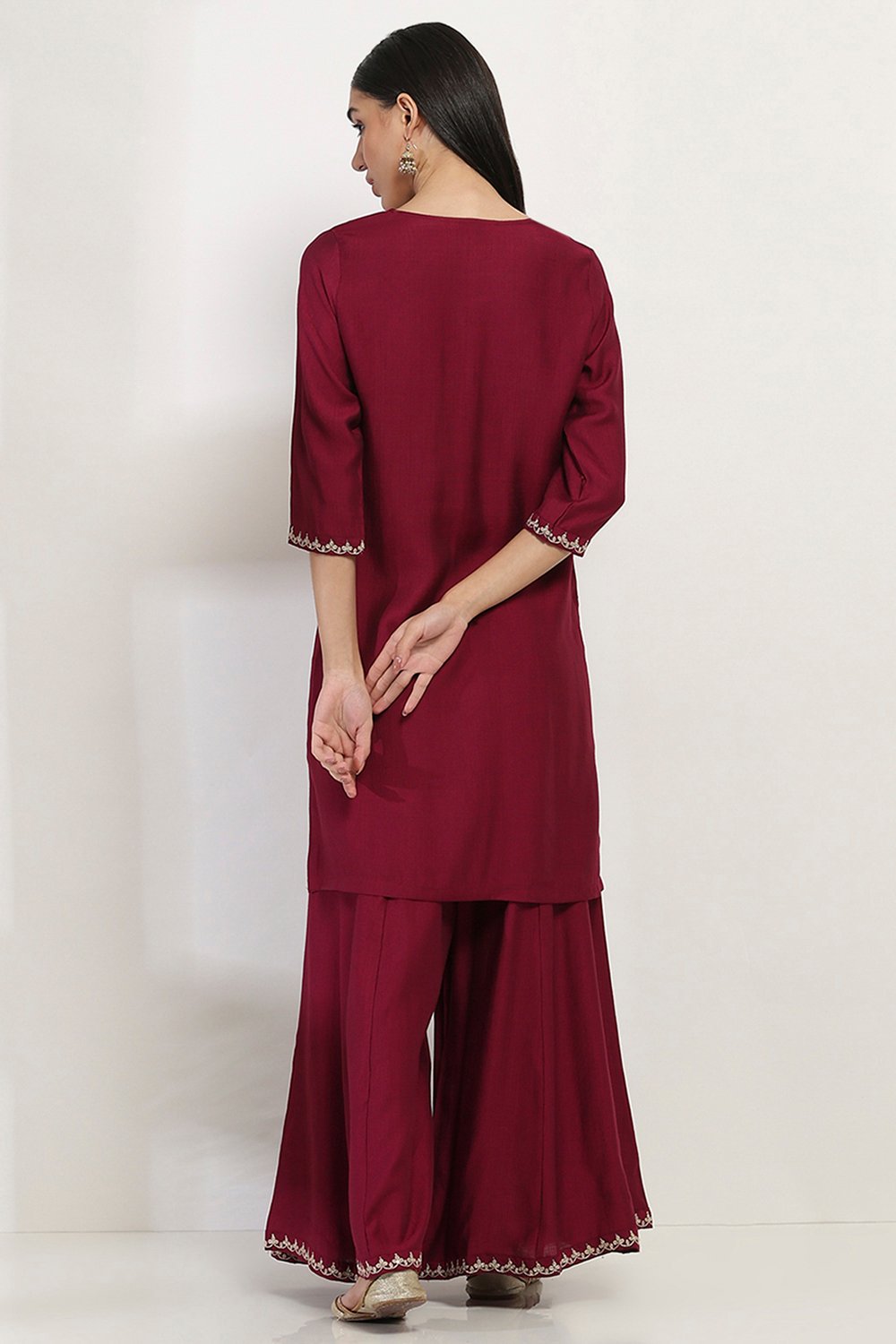Wine Viscose Blend Straight SET image number 4