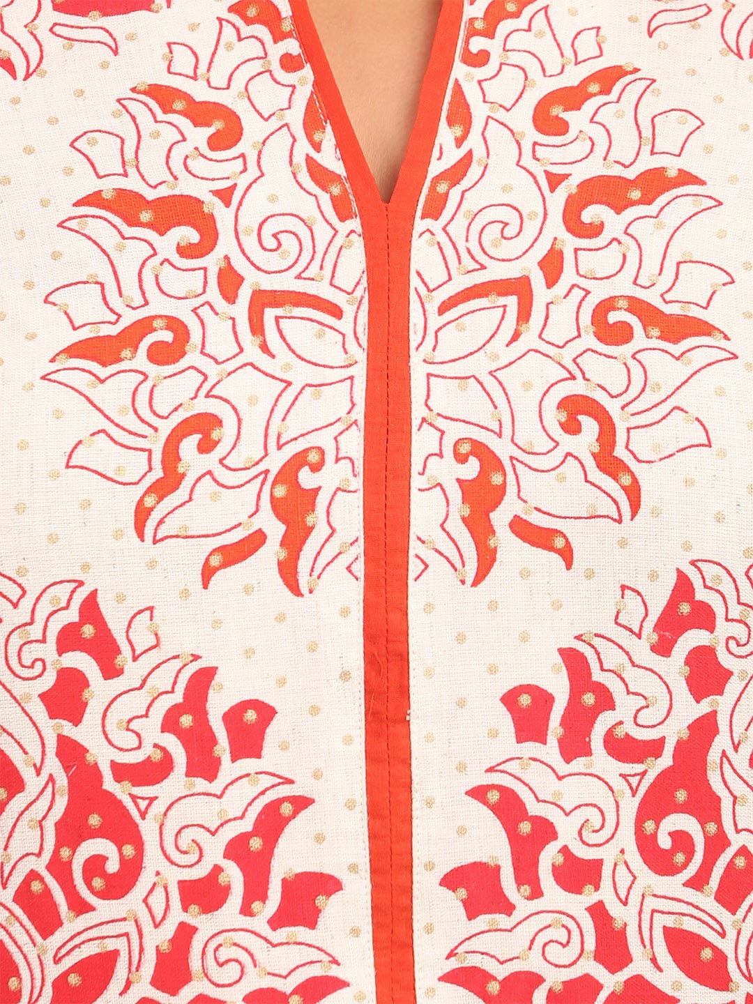 Beige Straight Cotton Kurta image number 4