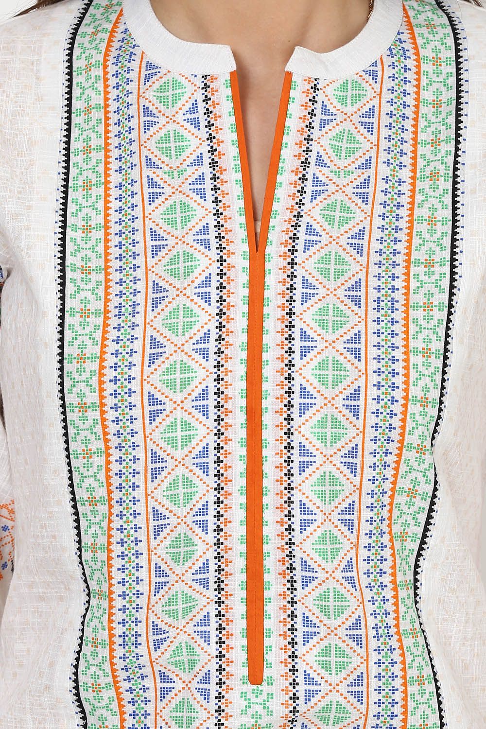 White Straight Cotton Kurta image number 4