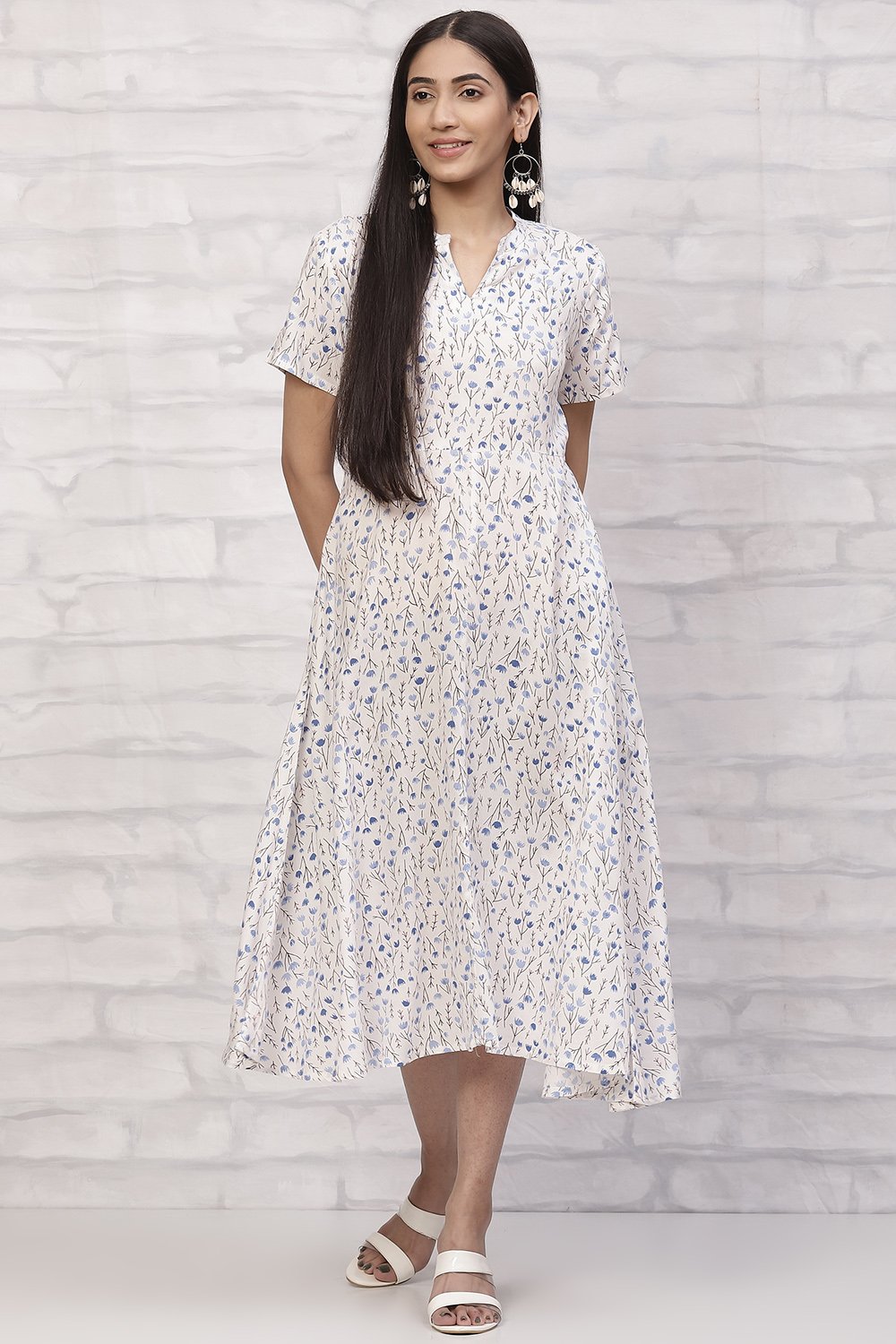 White LIVA Flared Dress image number 0