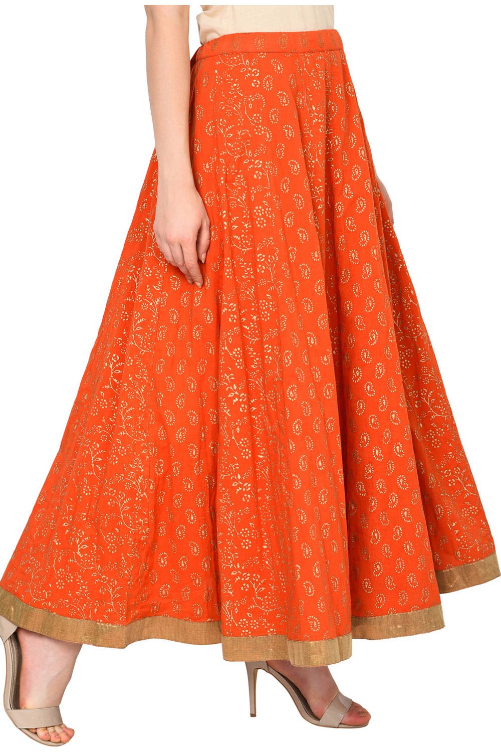 Orange Cotton Skirt image number 3