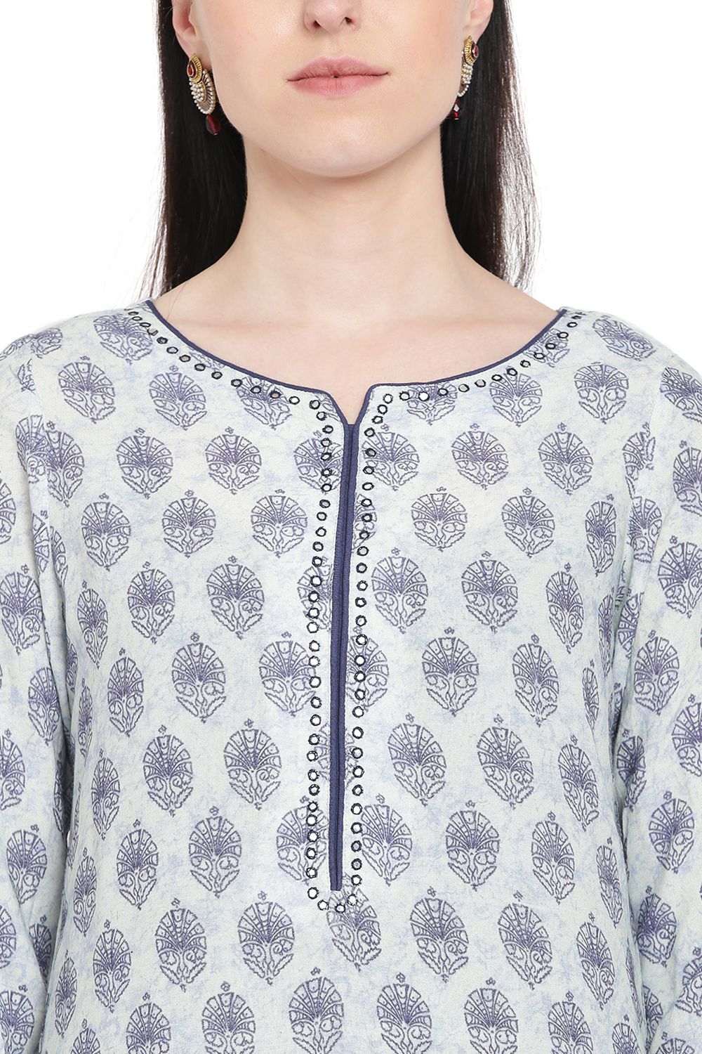 Indigo Rayon Straight Kurta image number 1