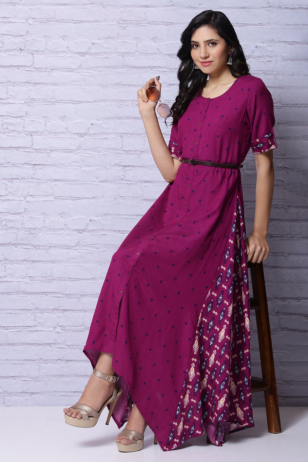 Phalsa Viscose Asymmetric Dress image number 0