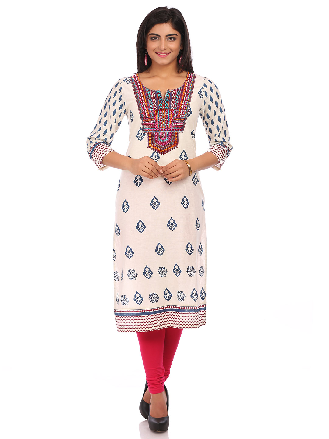Beige Cotton Straight Kurta image number 0