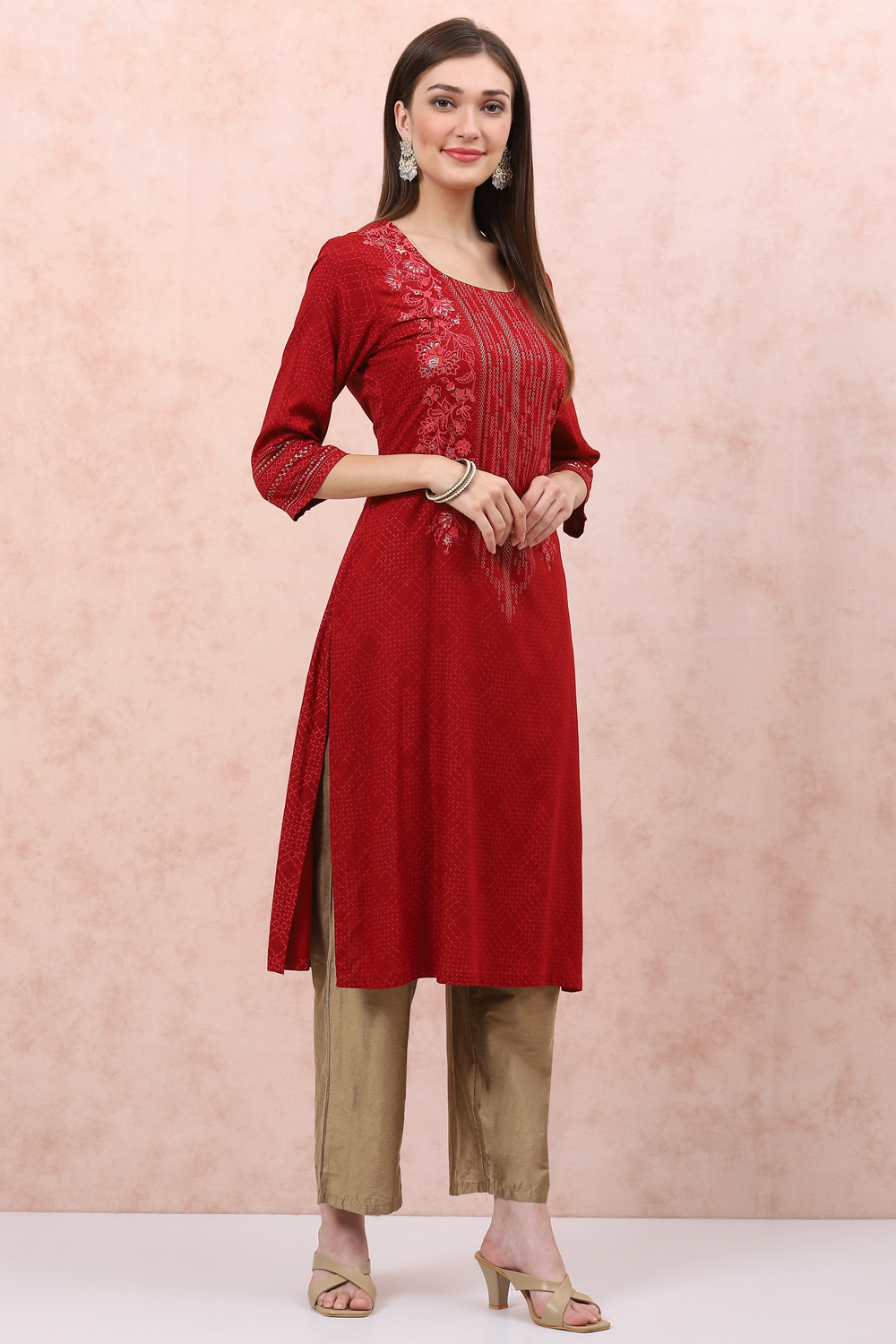 Cobalt Blue LIVA Straight Kurta image number 0