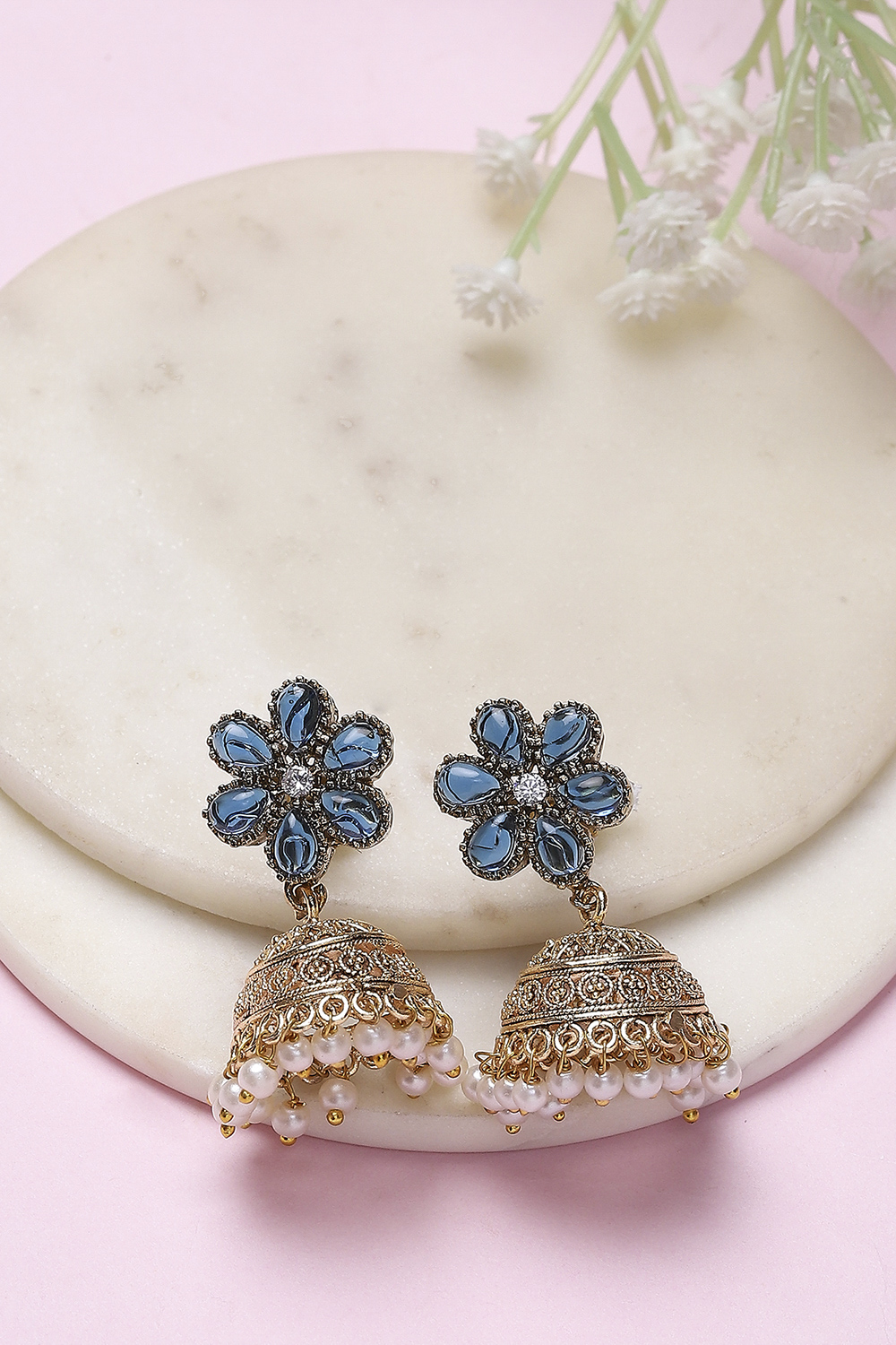 Navy Brass Jhumka image number 0