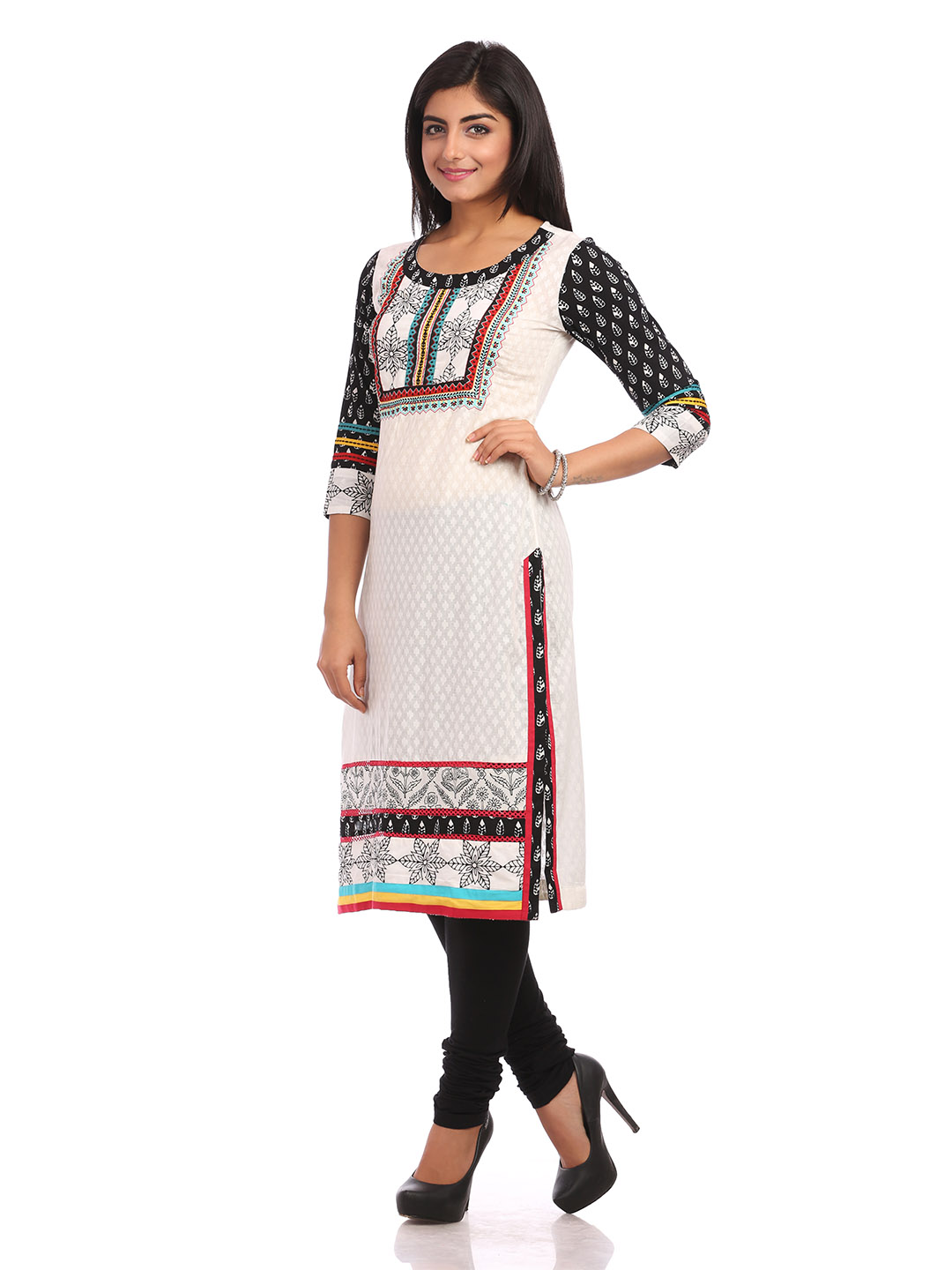 White Straight Cotton Kurta image number 3