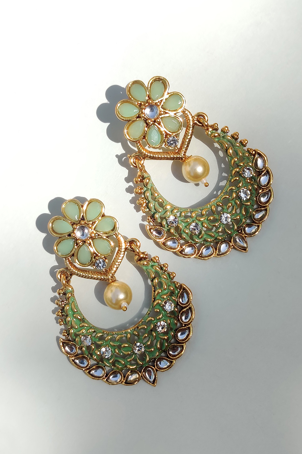 Sea Green Metal Brass Earring image number 0