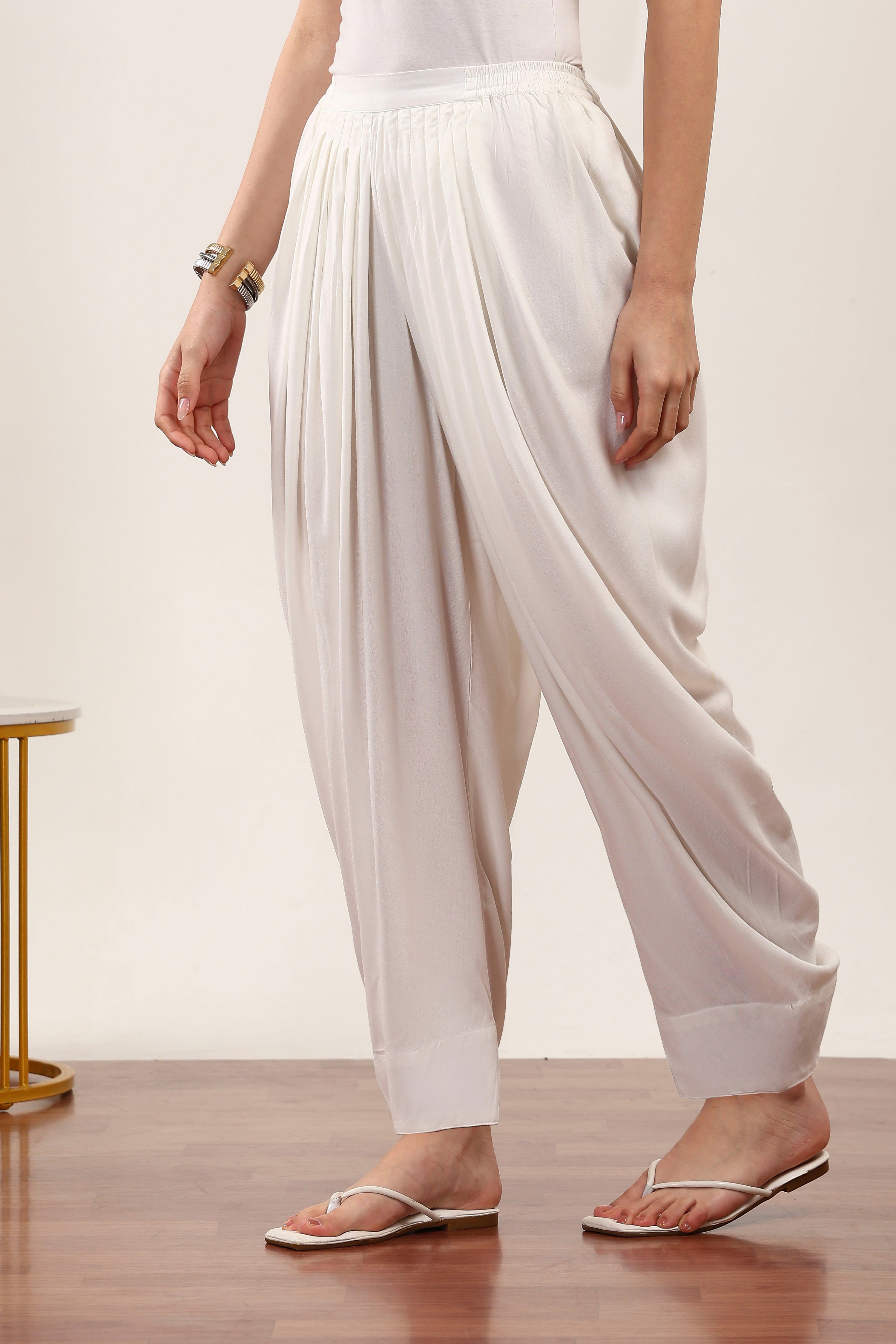 White Rayon Viscose Rayon Salwar image number 2