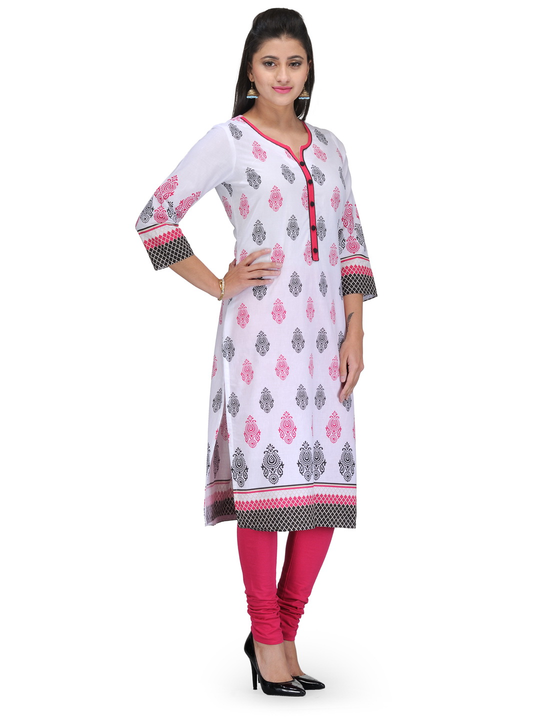 White Cotton Straight Kurta image number 1