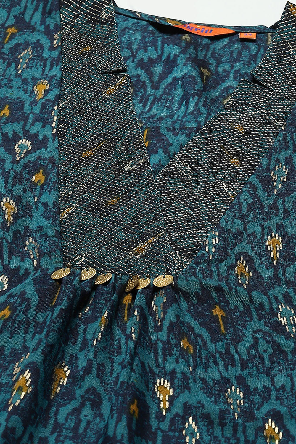 Peacock Blue LIVA Straight Printed Kurta Palazzo Suit Set image number 1