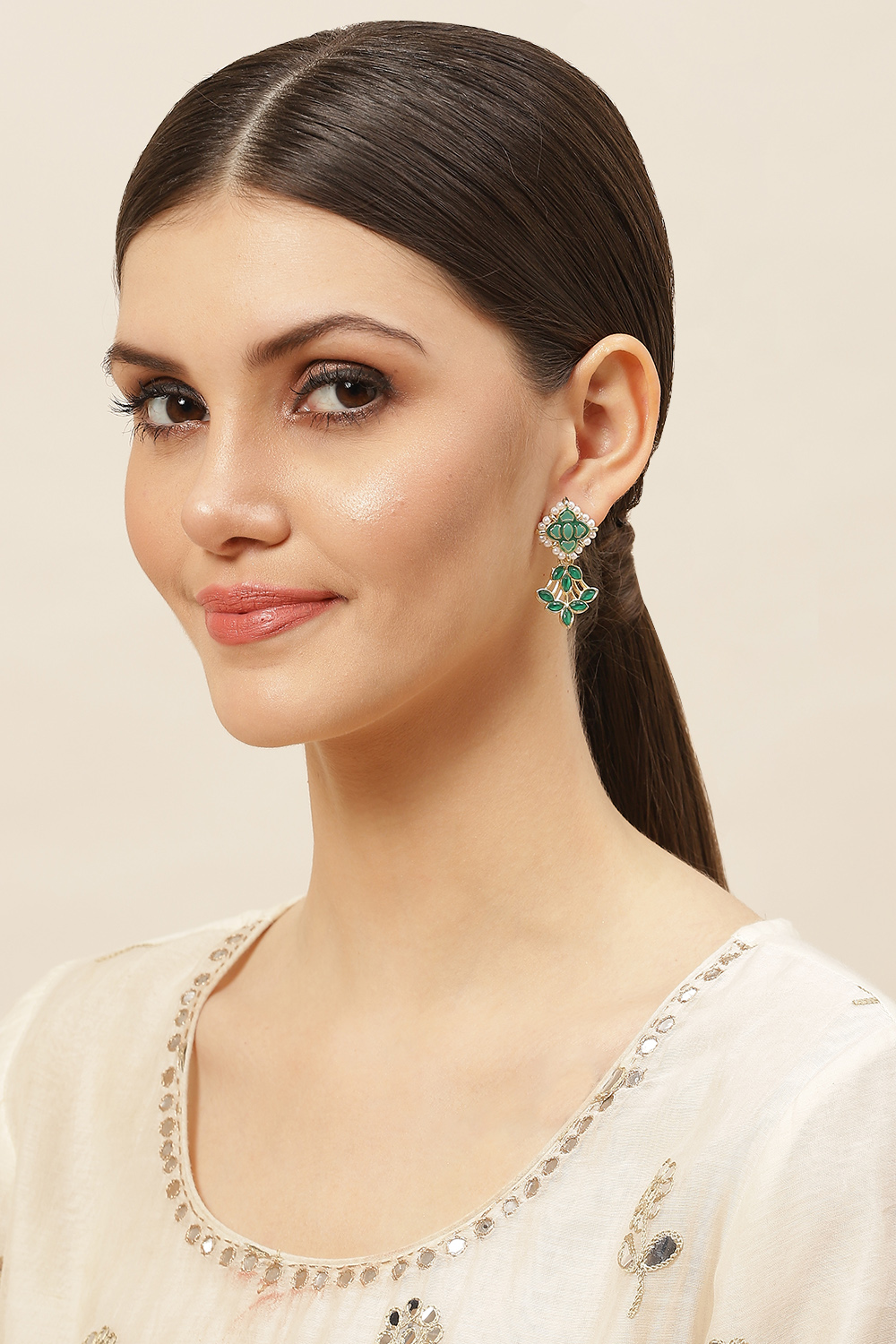Green Alloy Earrings image number 3