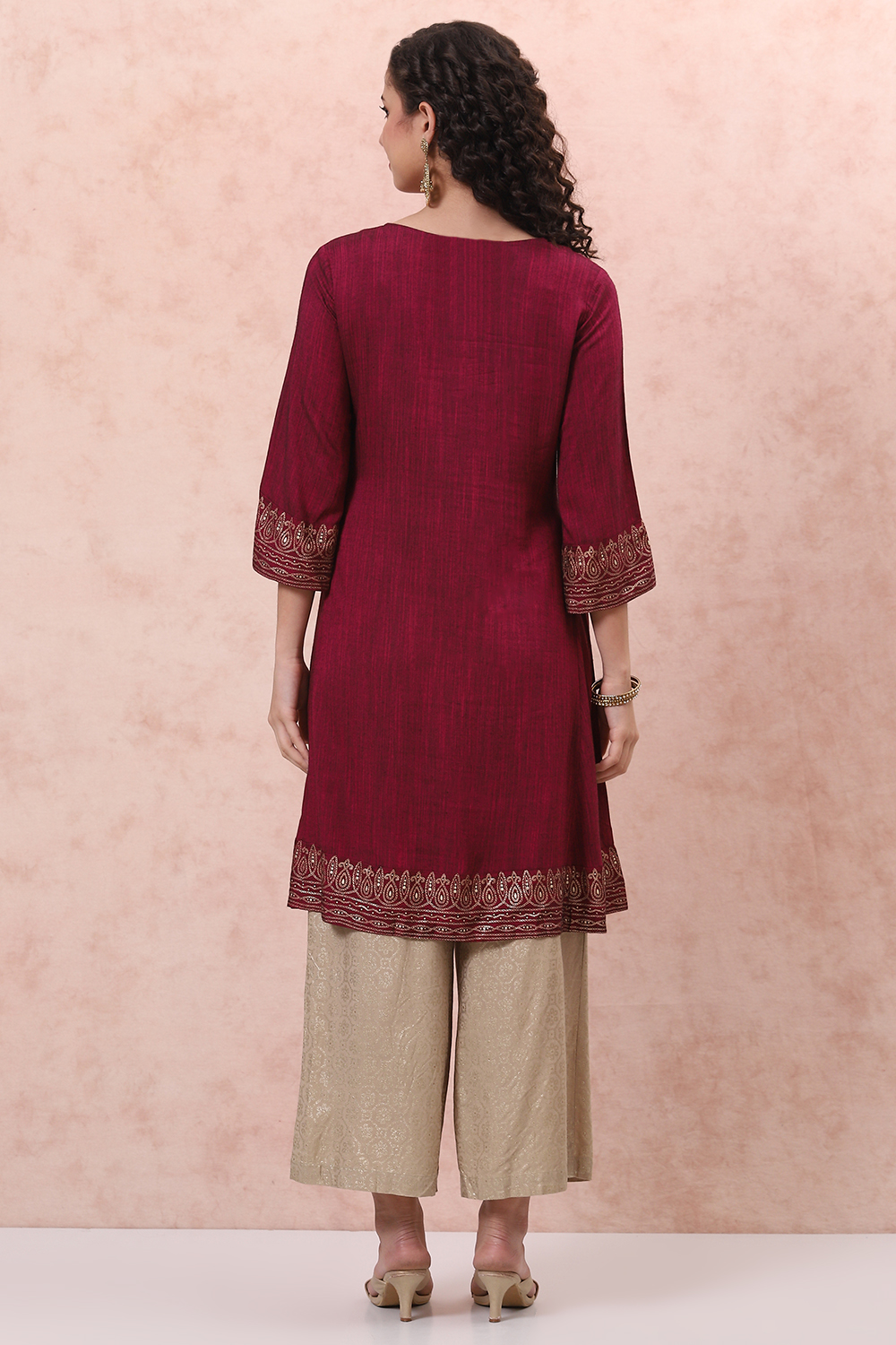 Pink A-Line Kurta image number 4