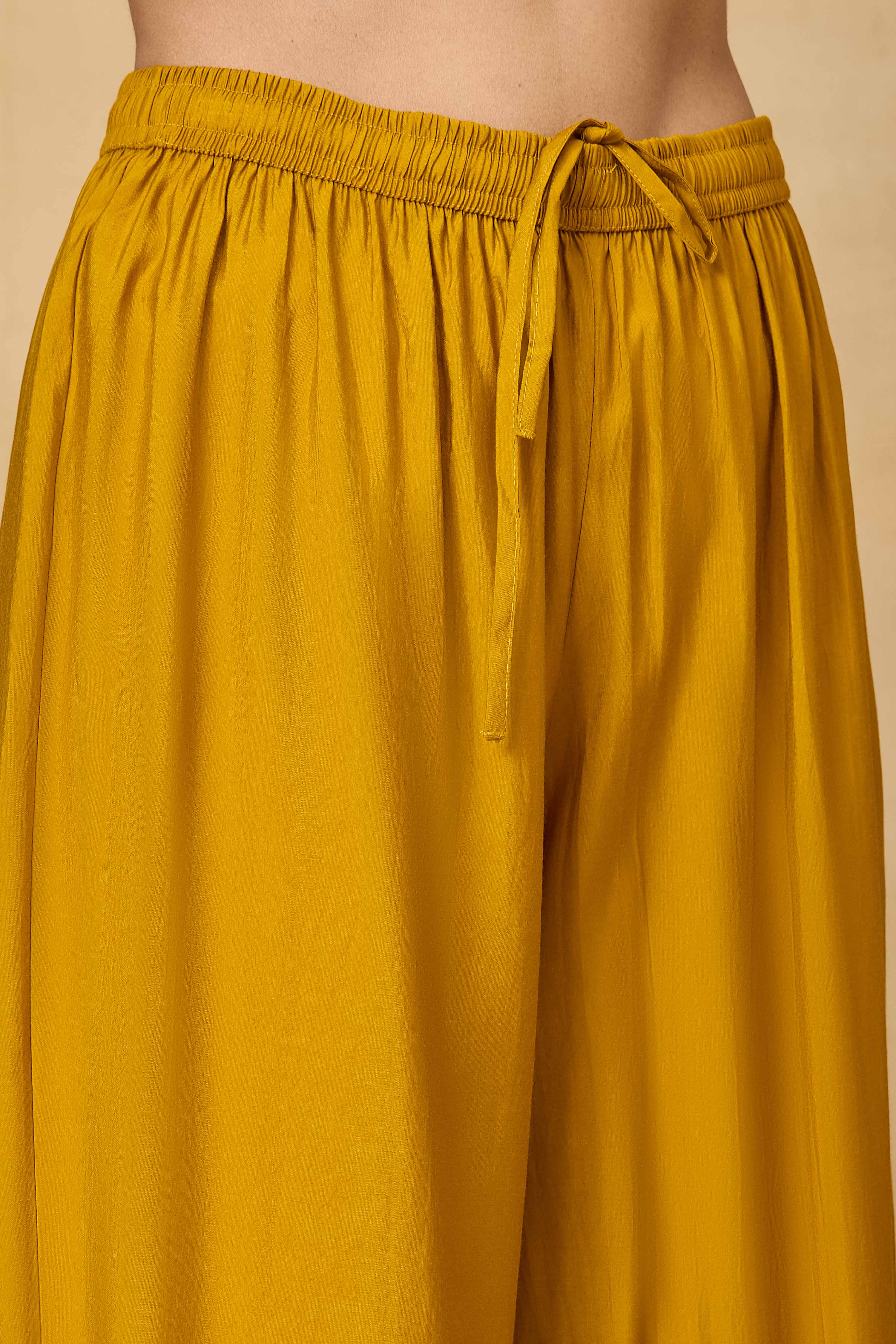 Yellow Viscose Blend Straight Printed Suit Set image number 2