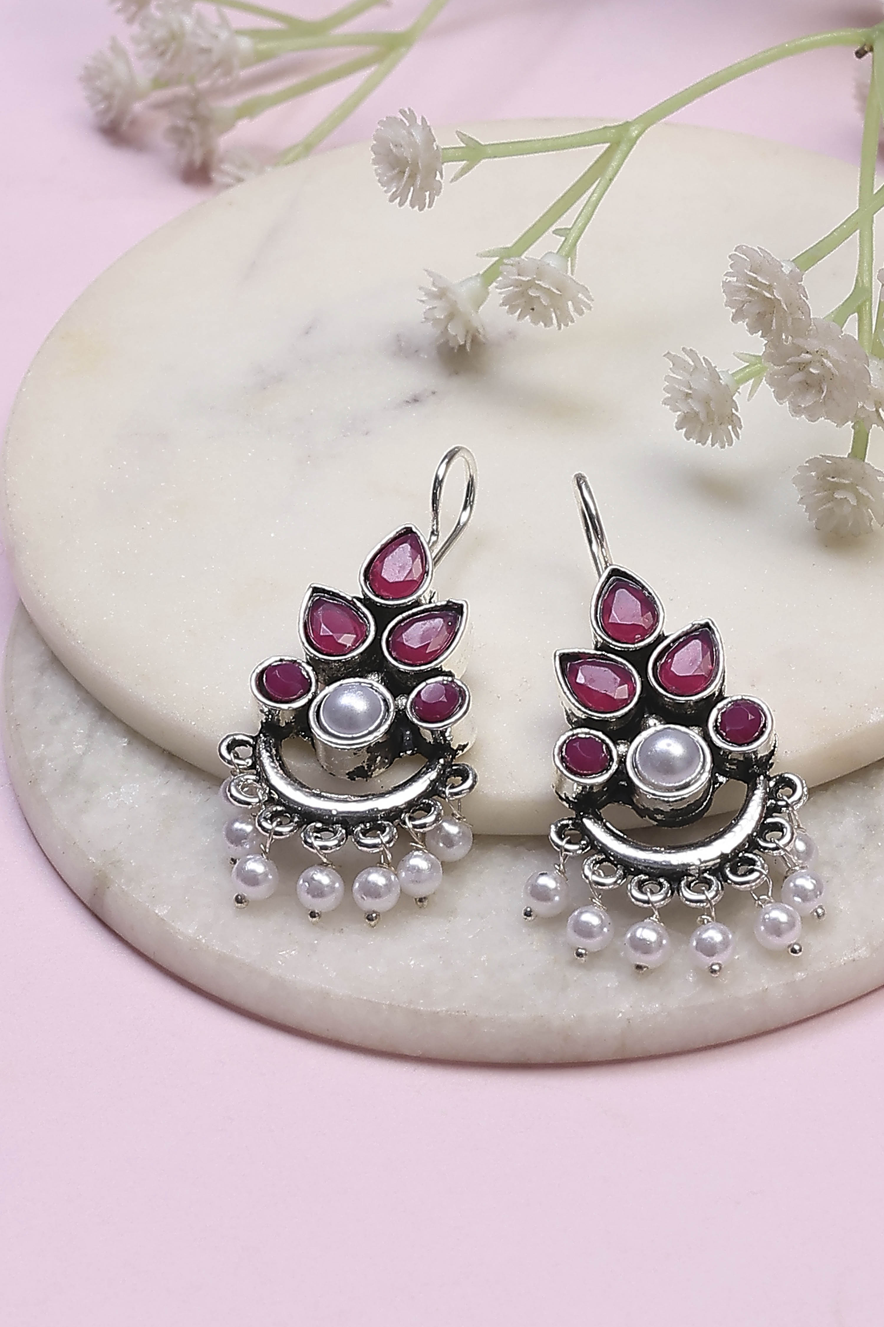 Dark Pink Alloy Drop & Danglers image number 0
