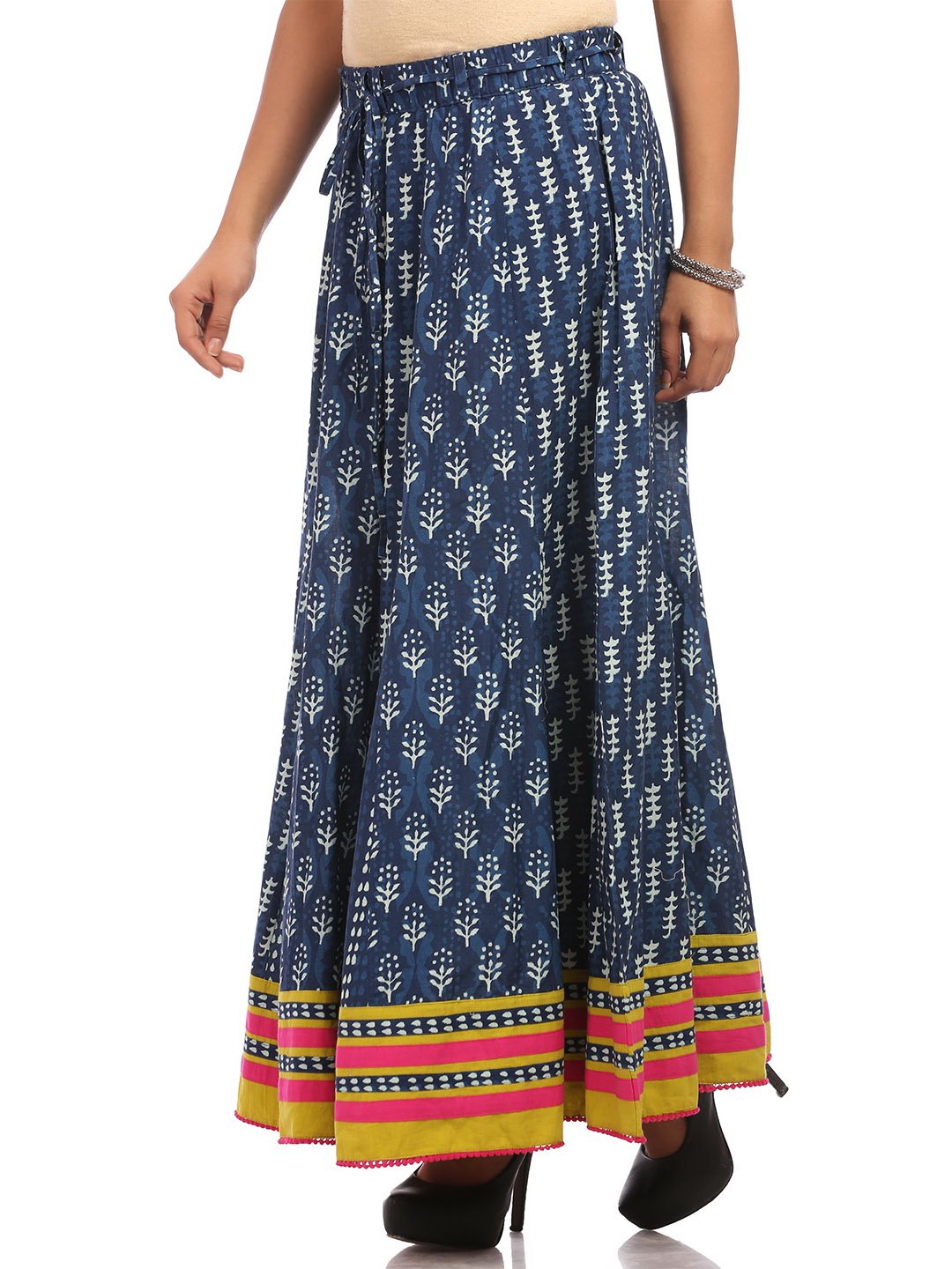 Indigo Flared Cotton Skirt image number 2