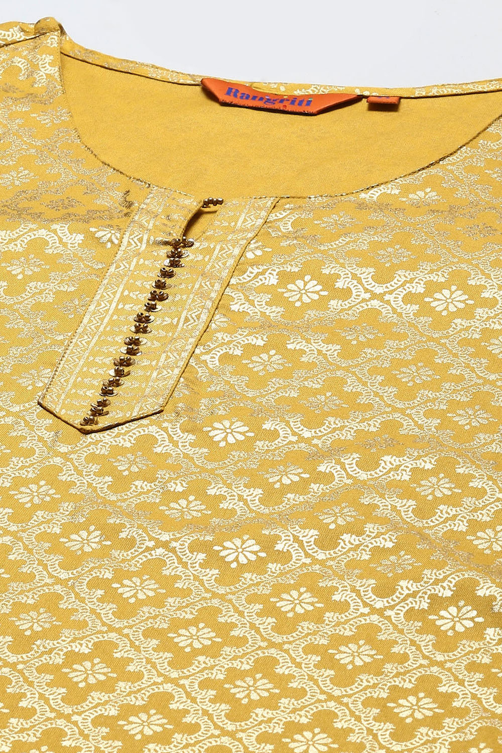 Yellow LIVA Straight Printed Top image number 1