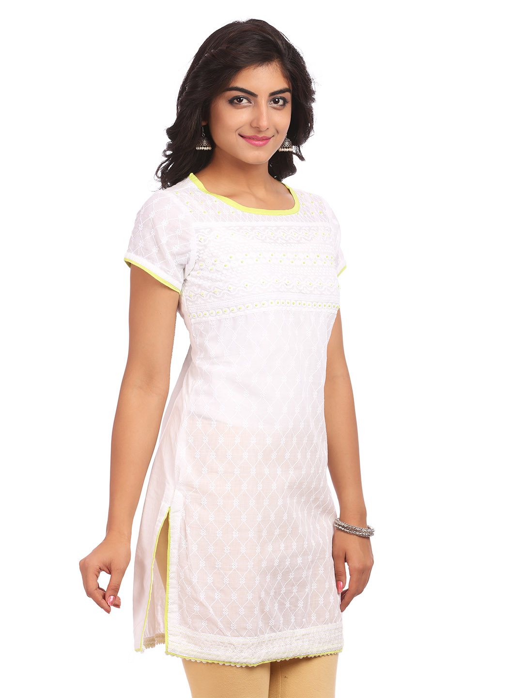White Straight Cotton Indie Top image number 2