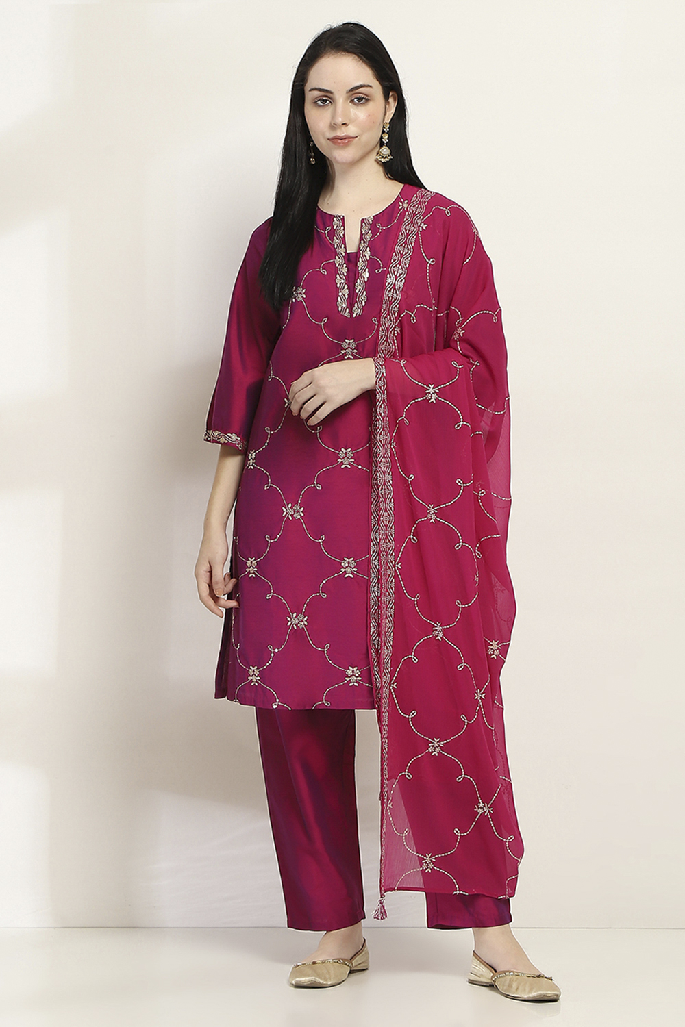 Purple Viscose Straight Set image number 6