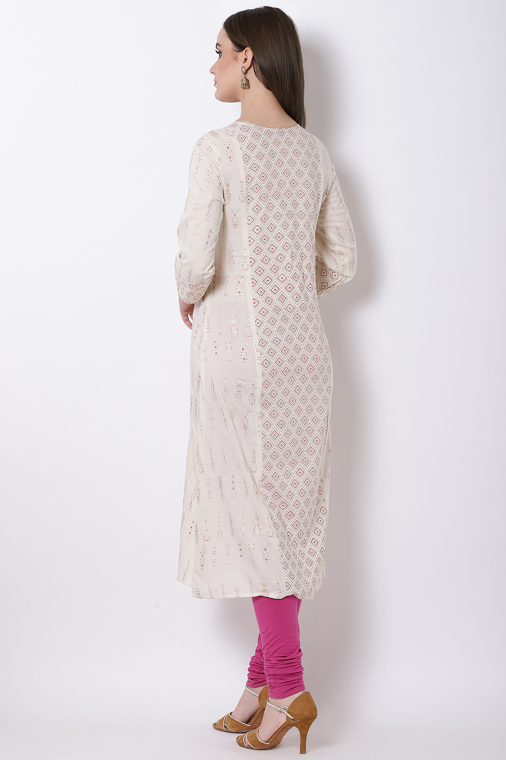 Off White Viscose A-Line Kurta image number 5