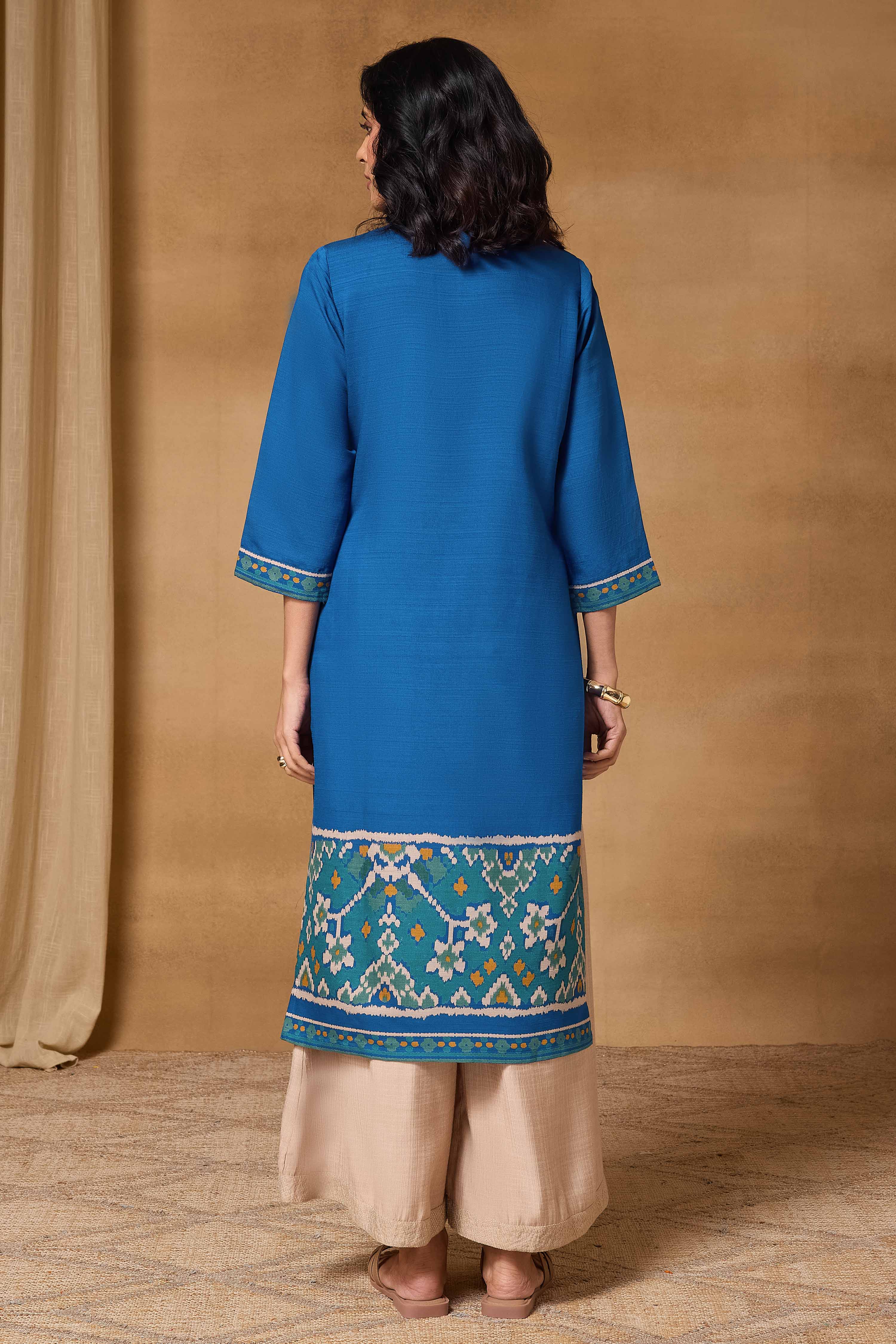 Mustard Viscose Blend Straight Printed Kurta image number 4