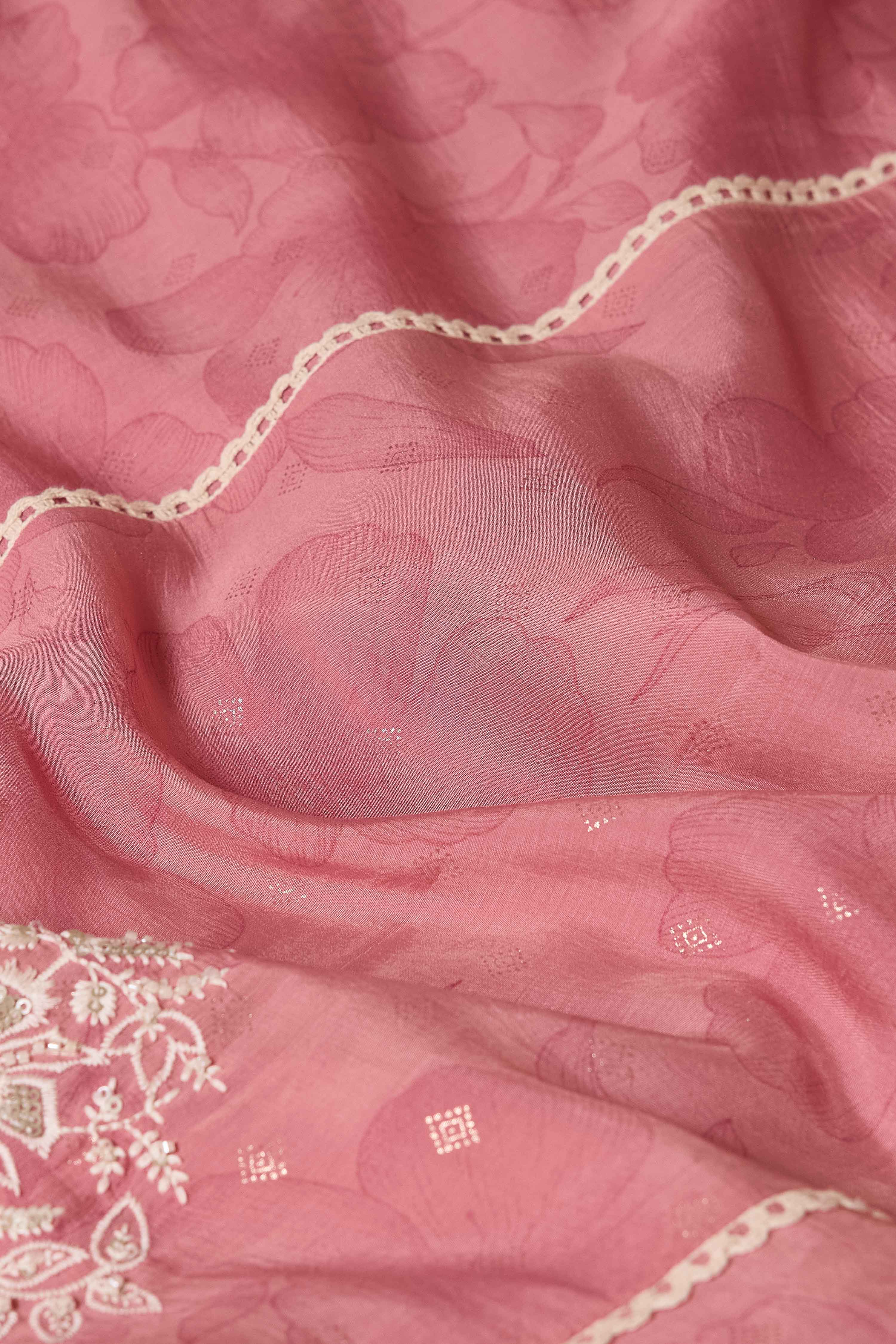 Pink Polyester A-Line Printed Suit Set image number 3