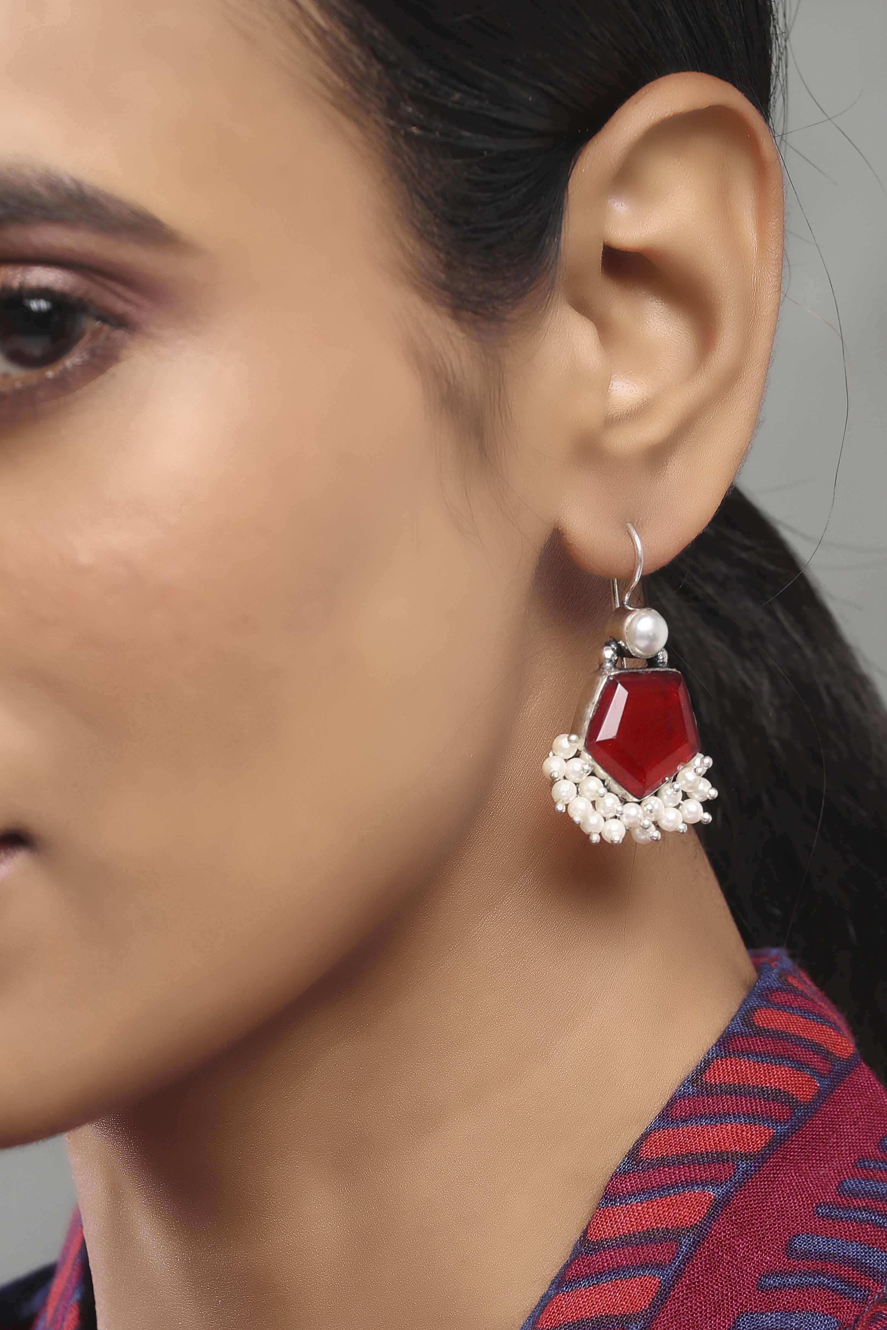 Red Brass Drop & Danglers image number 1