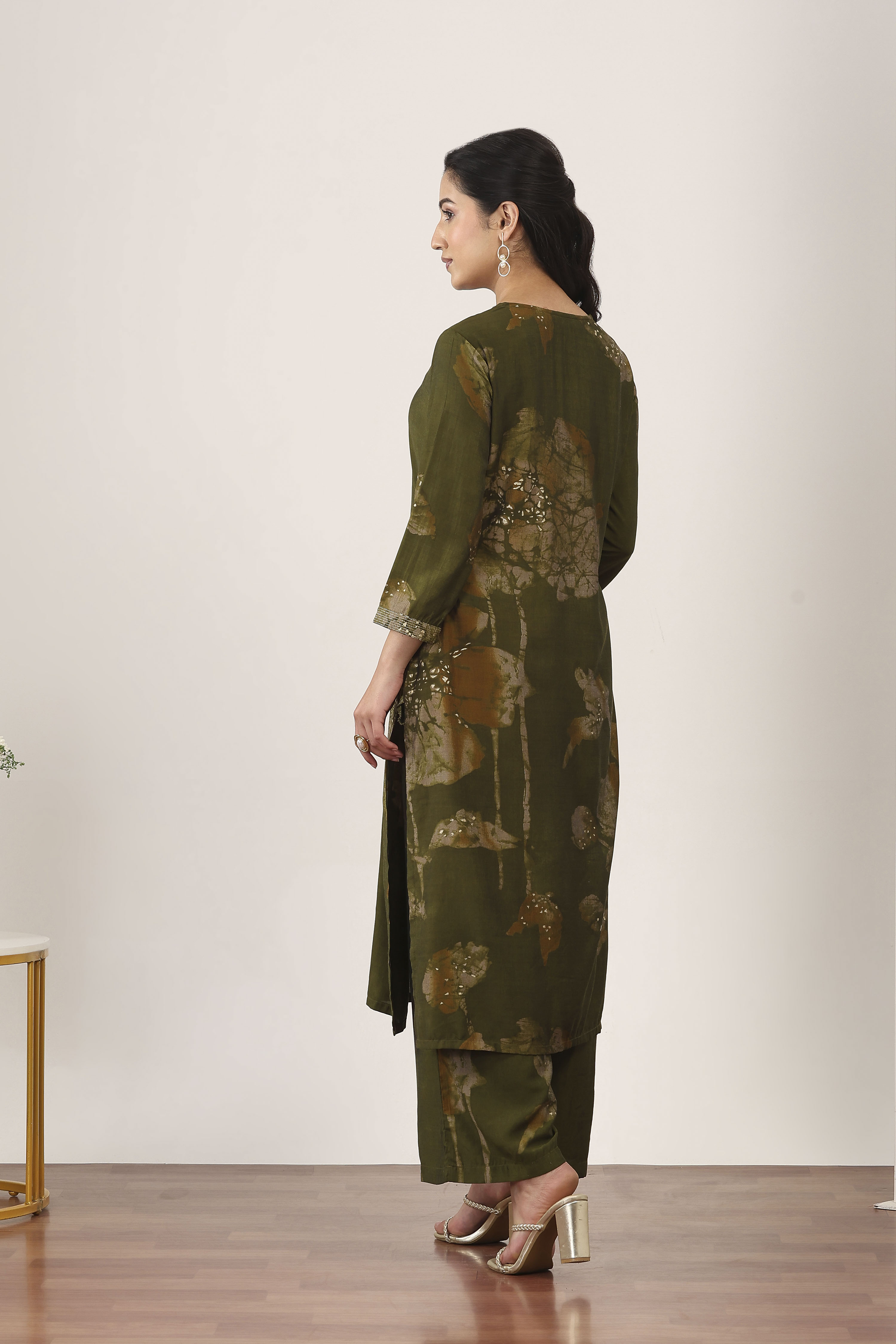 Yellow Viscose Polyester Kurta Pants Set image number 4