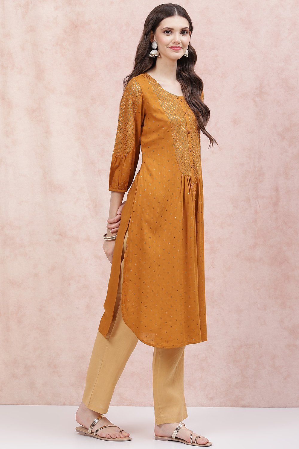 Mustard LIVA Straight Tunic image number 3