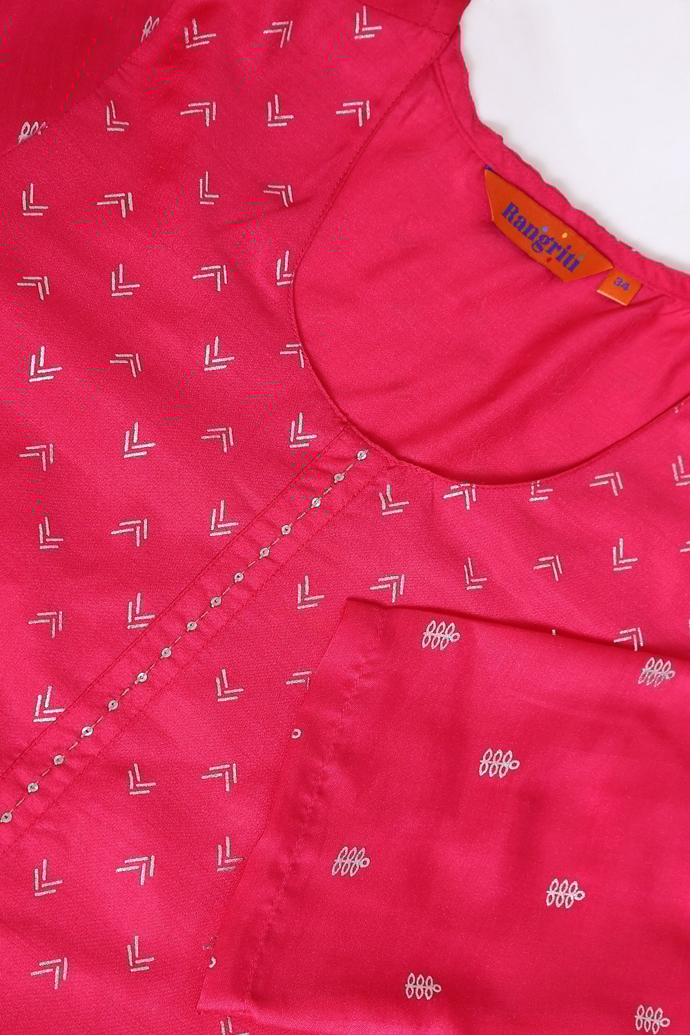 Fuschia Polyester Straight Kurta image number 4