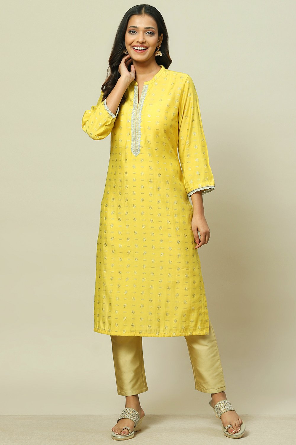 Pink LIVA Straight Kurta image number 5