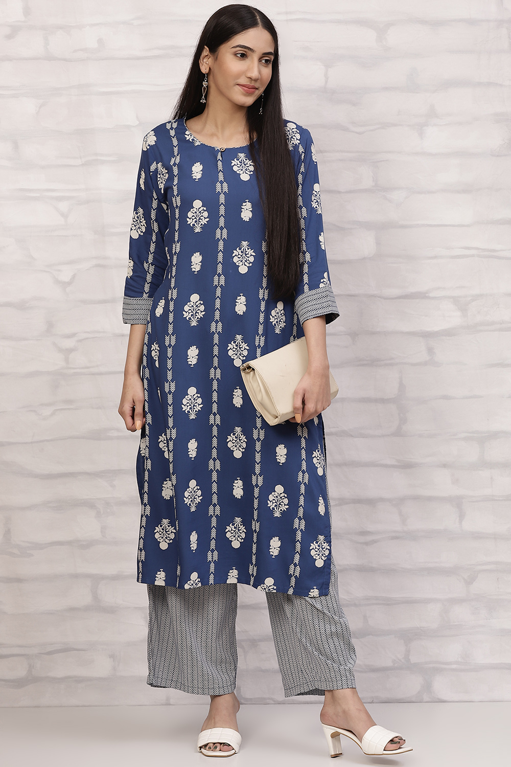 Blue LIVA Kurta Set image number 6