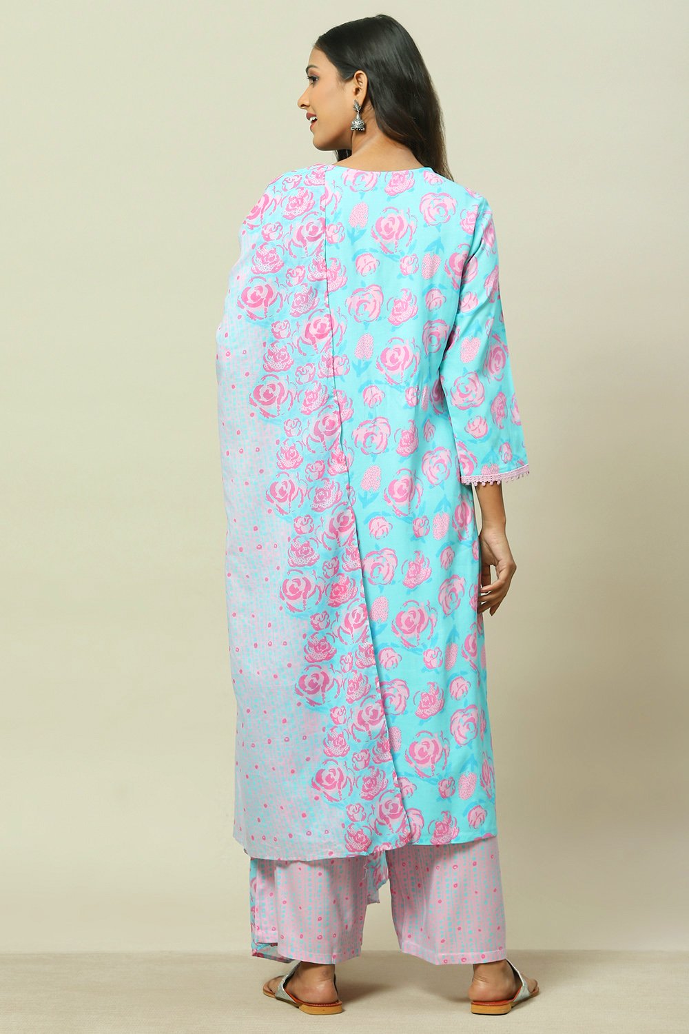 Aqua LIVA Woven Straight Kurta Suit Set image number 4