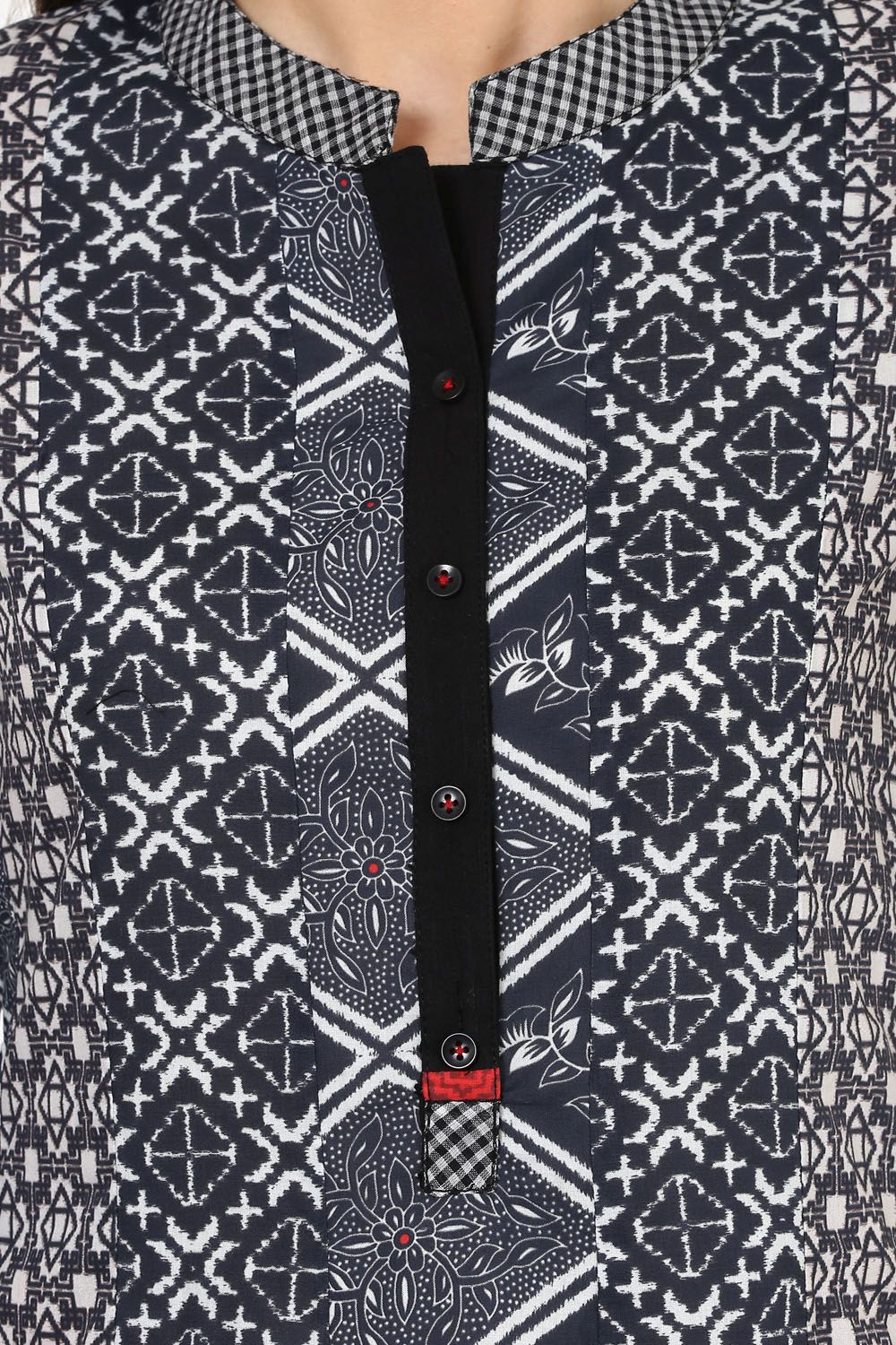 Black Kalidar Cotton Kurta image number 1