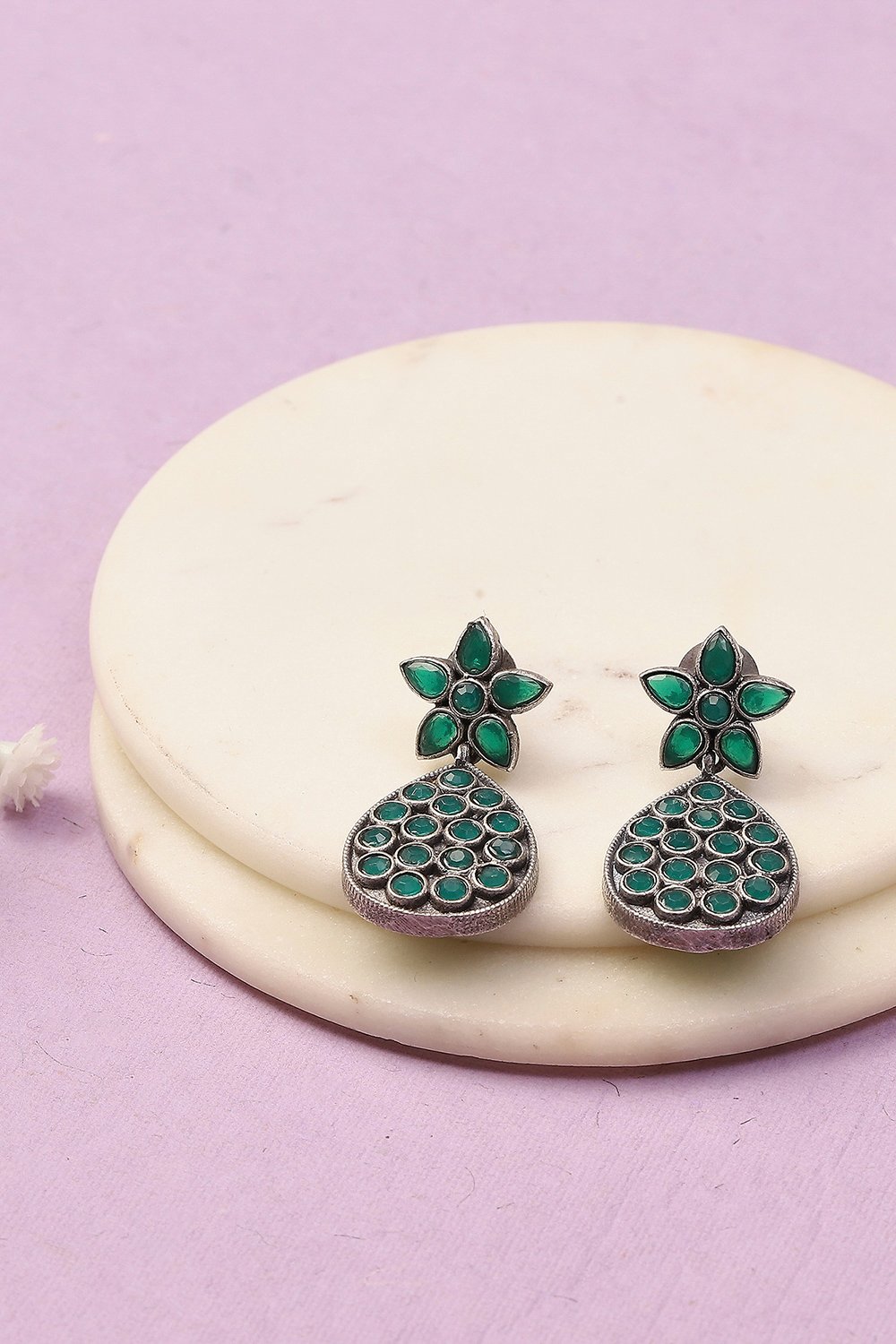 Apple Green Oxidised Alloy Earrings image number 0