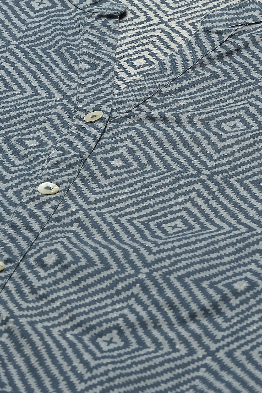 Indigo Blue Cambric Zig-Zag Printed Straight Kurta image number 1