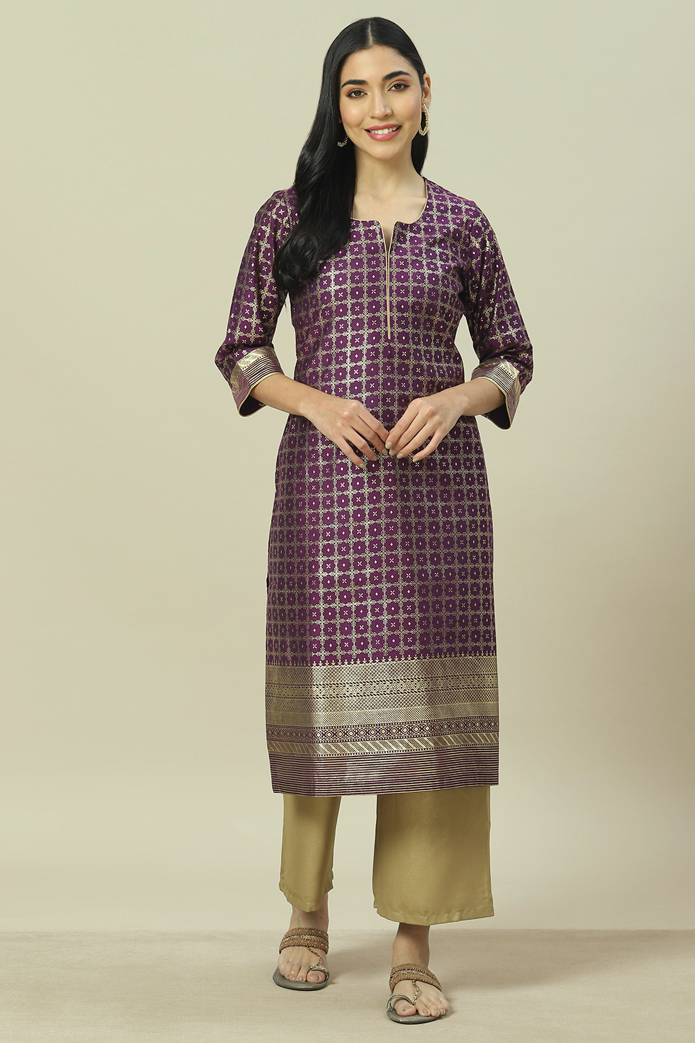 Purple Straight Kurta image number 5