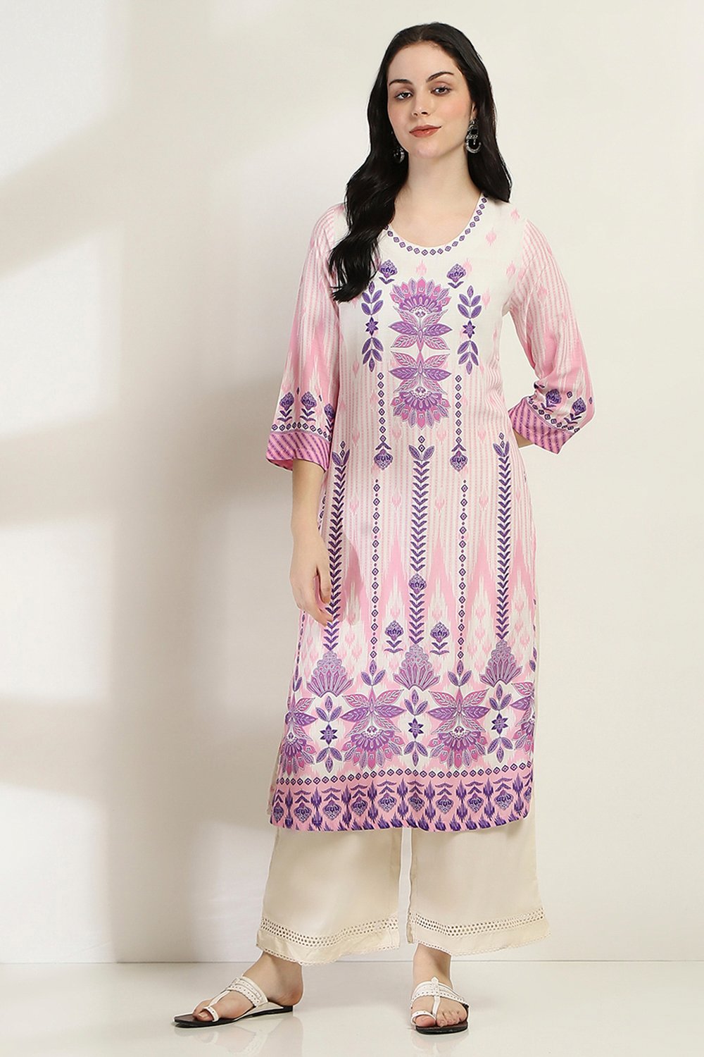 Purple Viscose Rayon Straight Kurta image number 5
