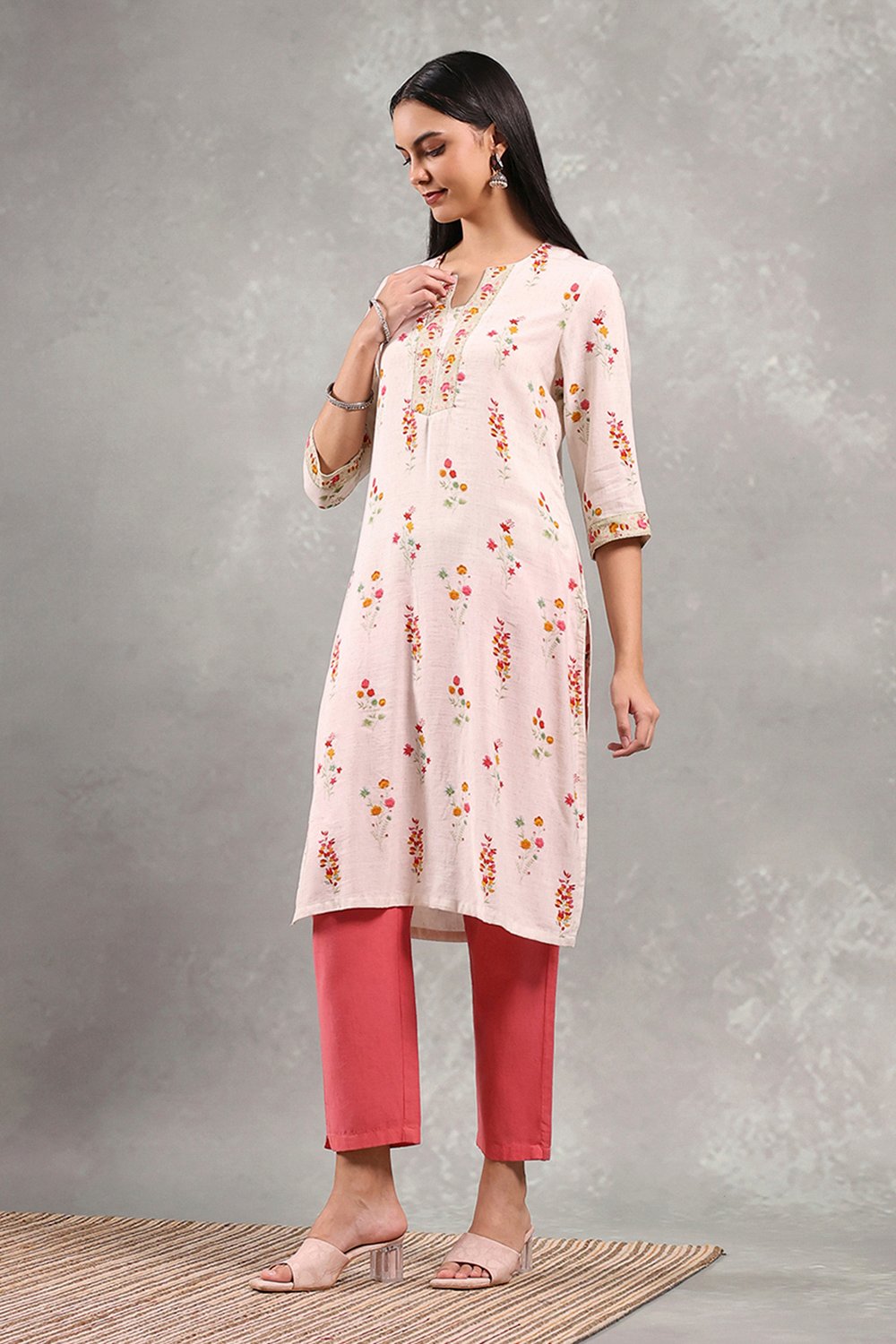 Natural Viscose Rayon Printed Straight Kurta image number 2