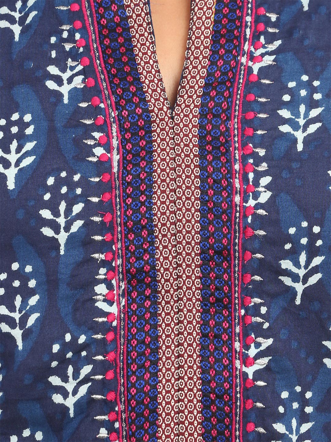 Indigo Straight Cotton Kurta image number 4