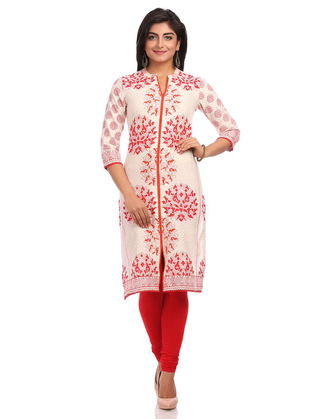 Beige Straight Cotton Kurta image number 0