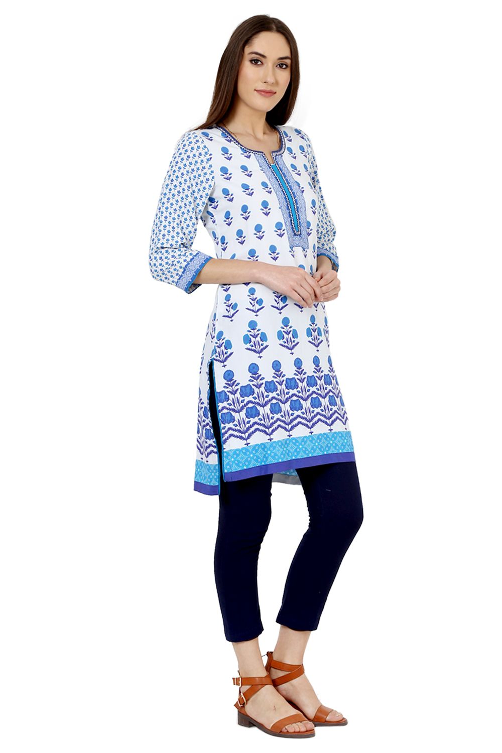 White Straight Cotton Kurta image number 2