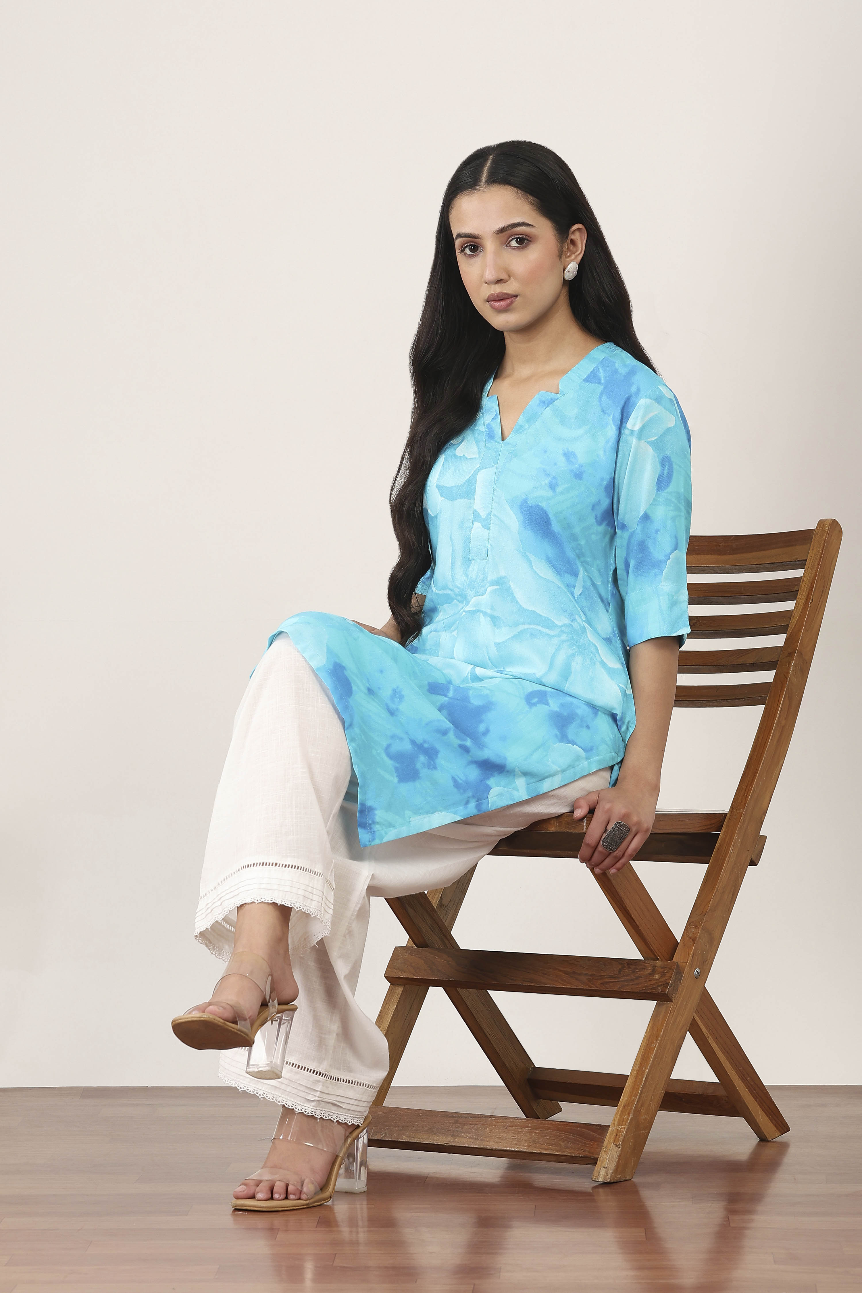 Blue Rayon Straight Kurtas image number 0