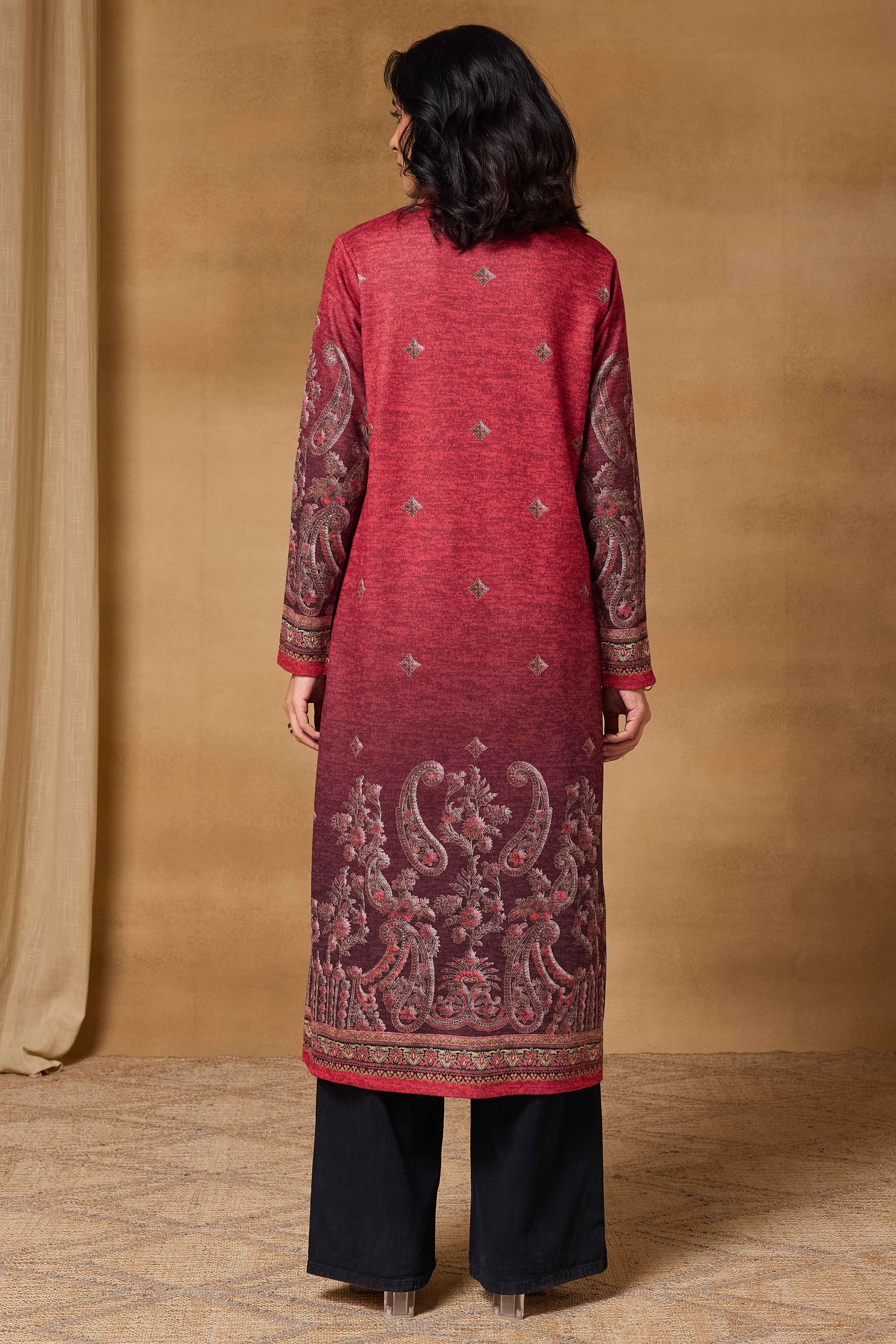 Maroon Polyester Regular Printed Cape image number 4