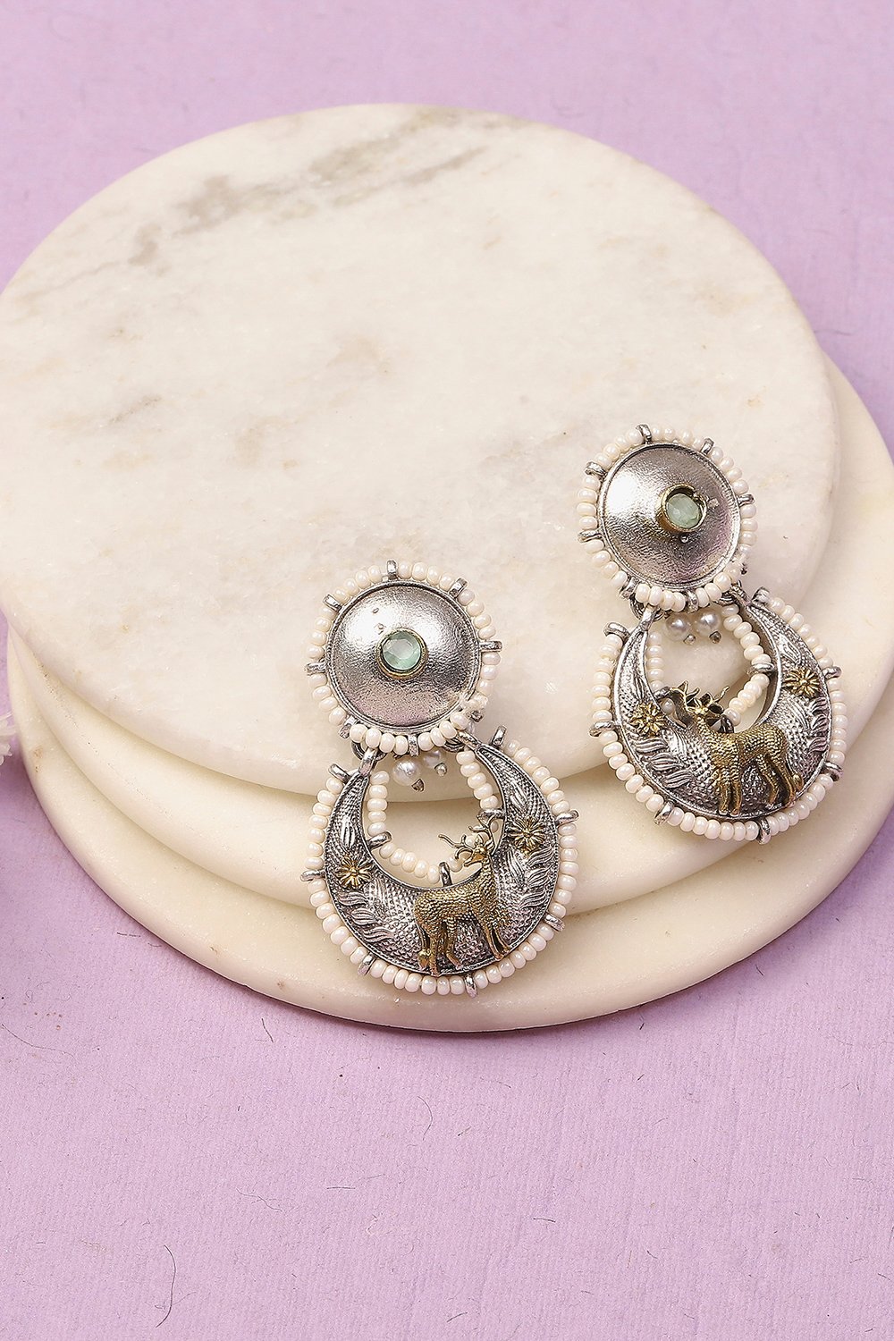 Dual Oxidised Alloy Earrings image number 0