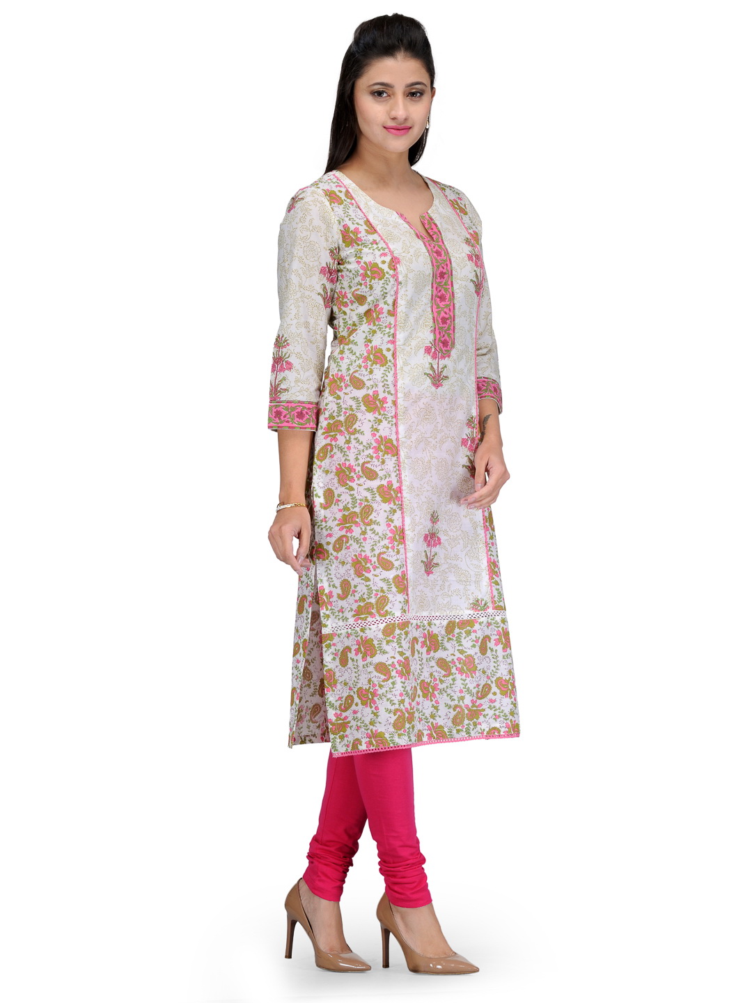 White Cotton Straight Kurta image number 1
