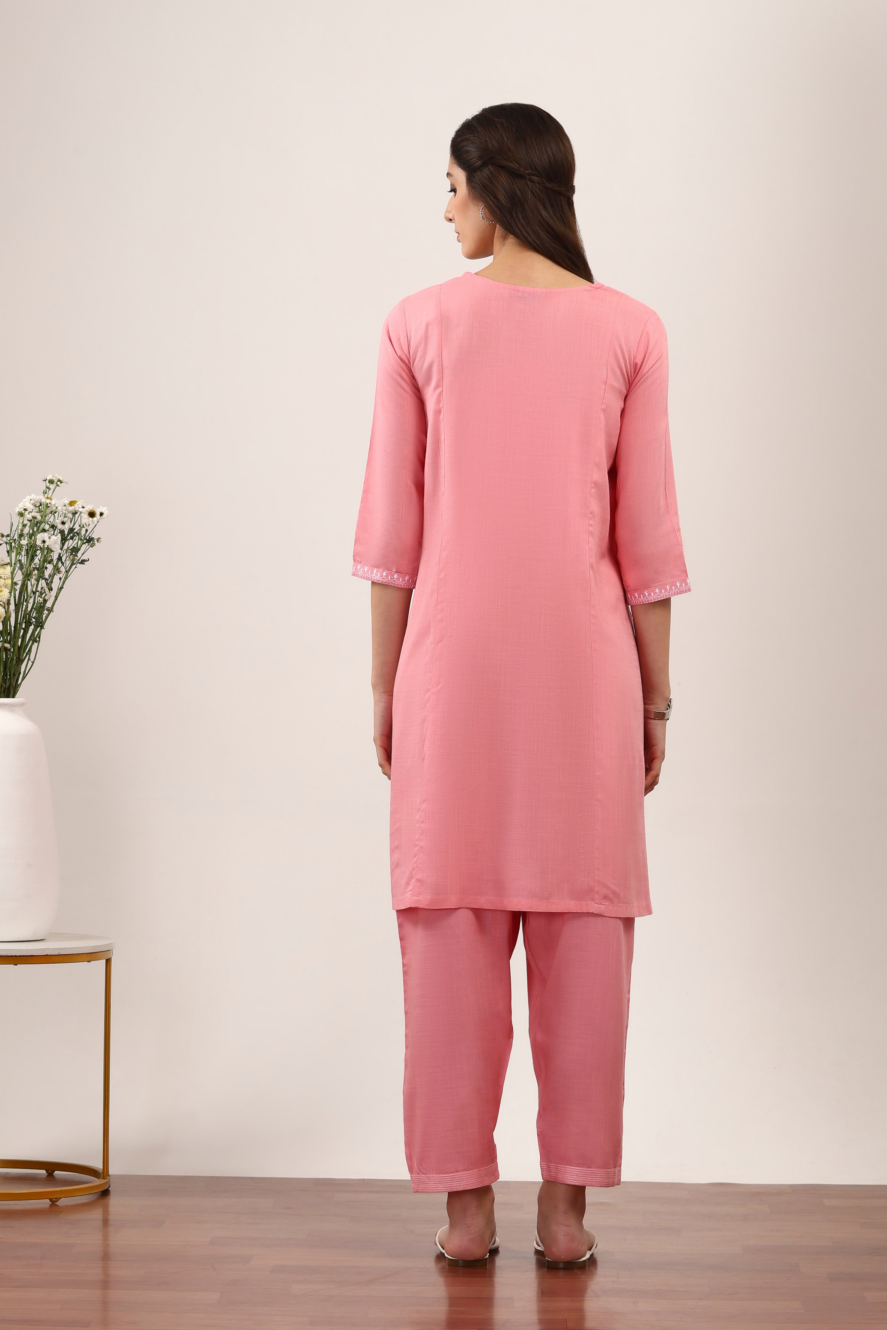 Black Rayon Viscose Rayon Kurta Pants Set image number 4