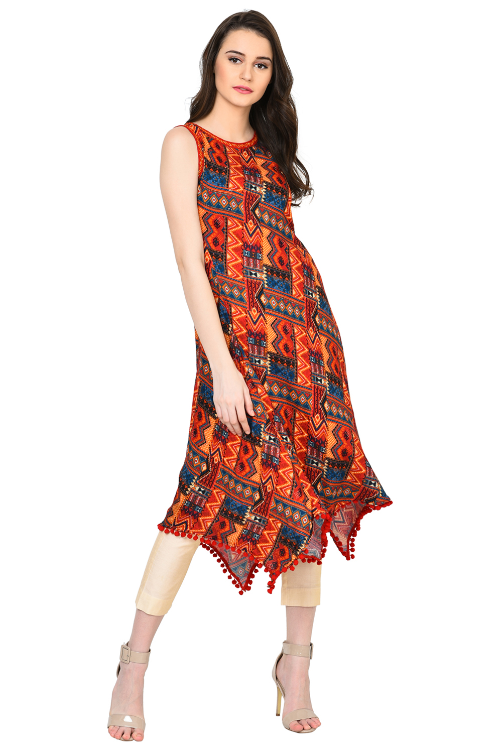 Red A-Line Modal Kurta image number 2