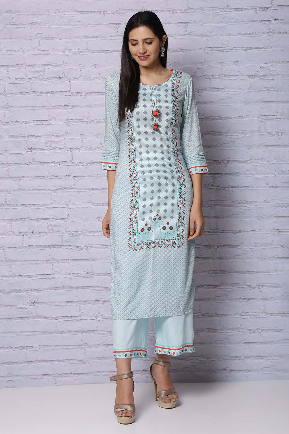 Mint Green Viscose Rayon Straight Kurta image number 3